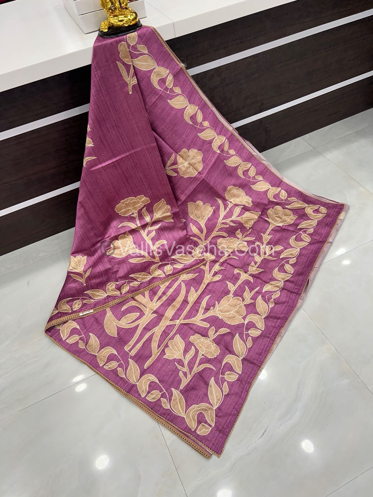 Semi Raw Silk with embroidery work - VVSRS001