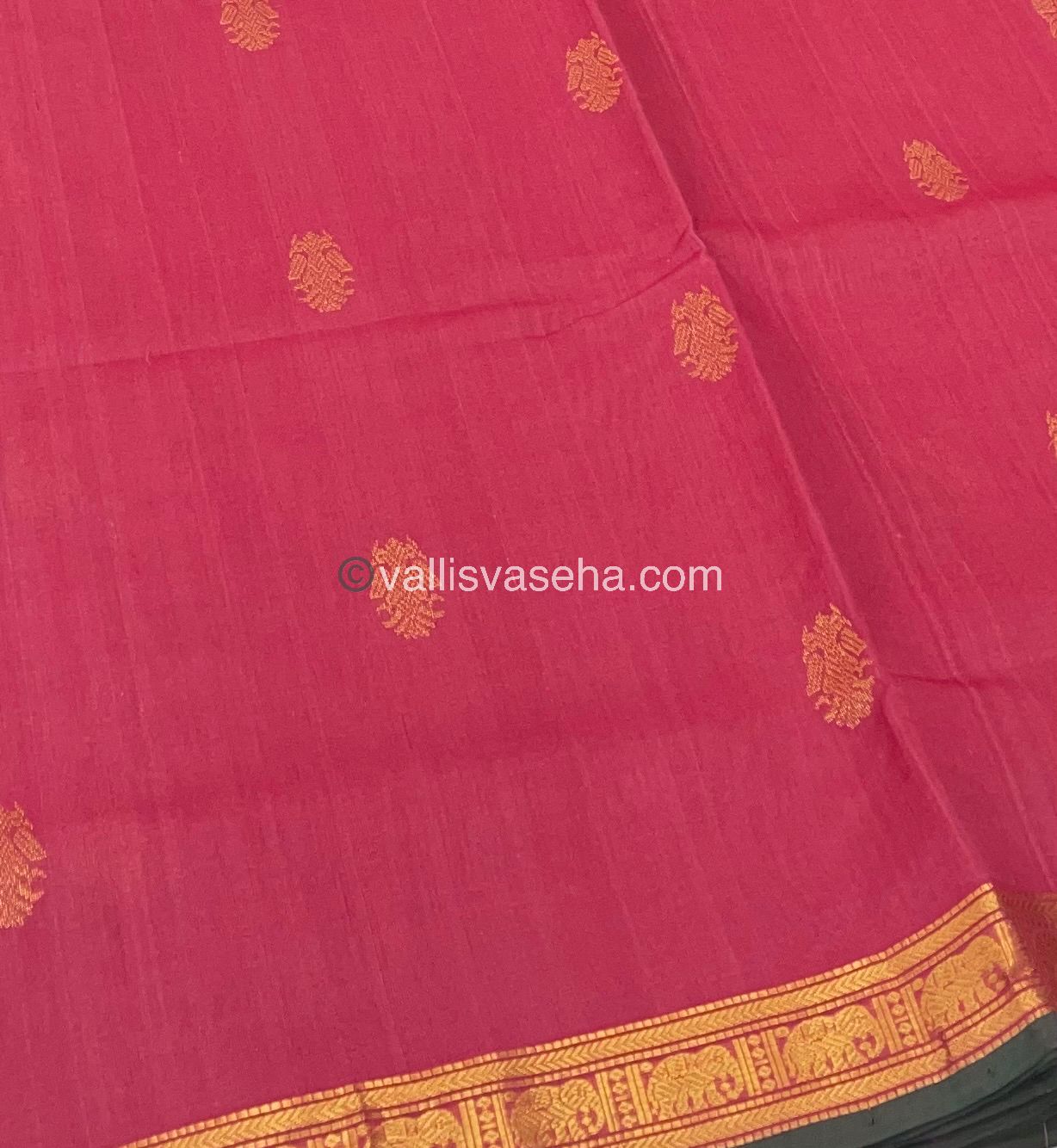 Pure Silk Cotton Saree - Retta Mayil Design - VVRMS001