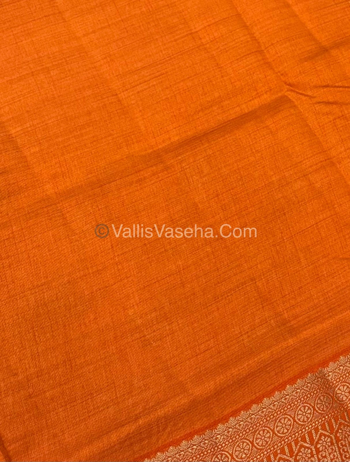 Semi Tussar Silk - Grand Pallu - Orange Shade - VVSTS031