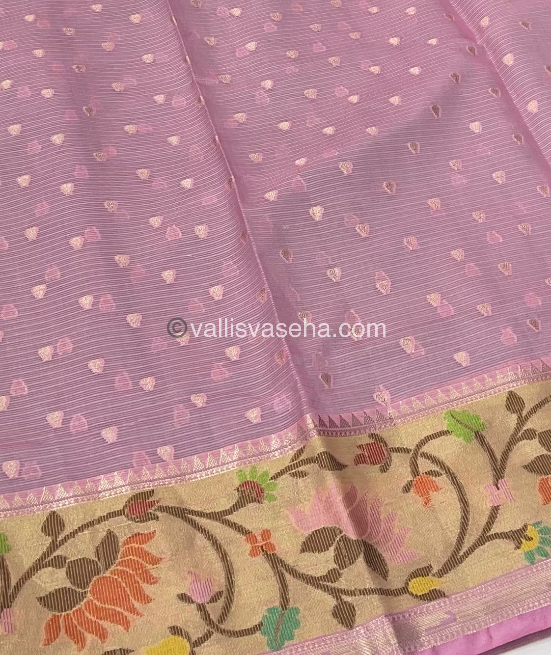 Kota Saree - Paithani Border - Light Sea Green with Pink - VVKPS001
