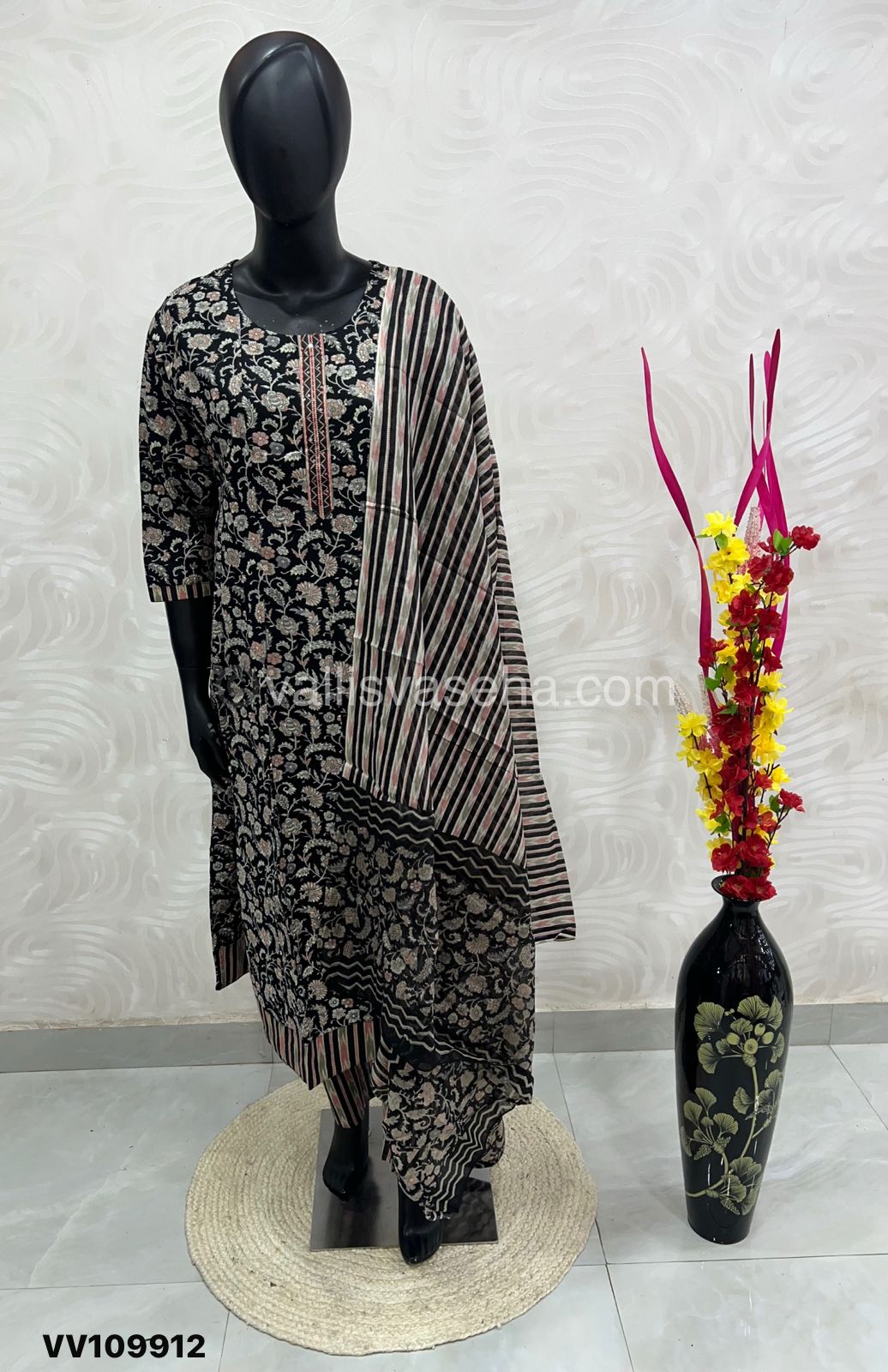 Ready Made - Anarkali - Salwar, Kameez & Duppatta(3pc)- Printed Cotton - VVAS003