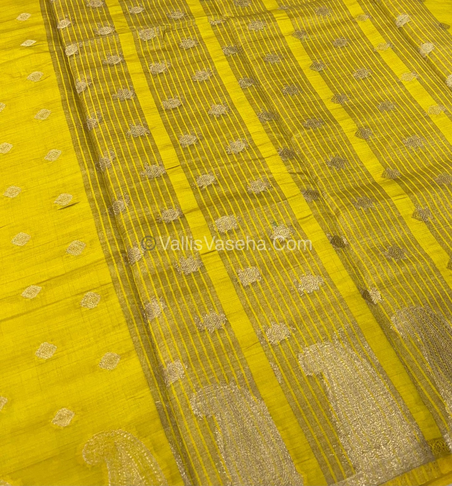 Semi Tussar Silk Saree - Yellow shade - VVSTS010