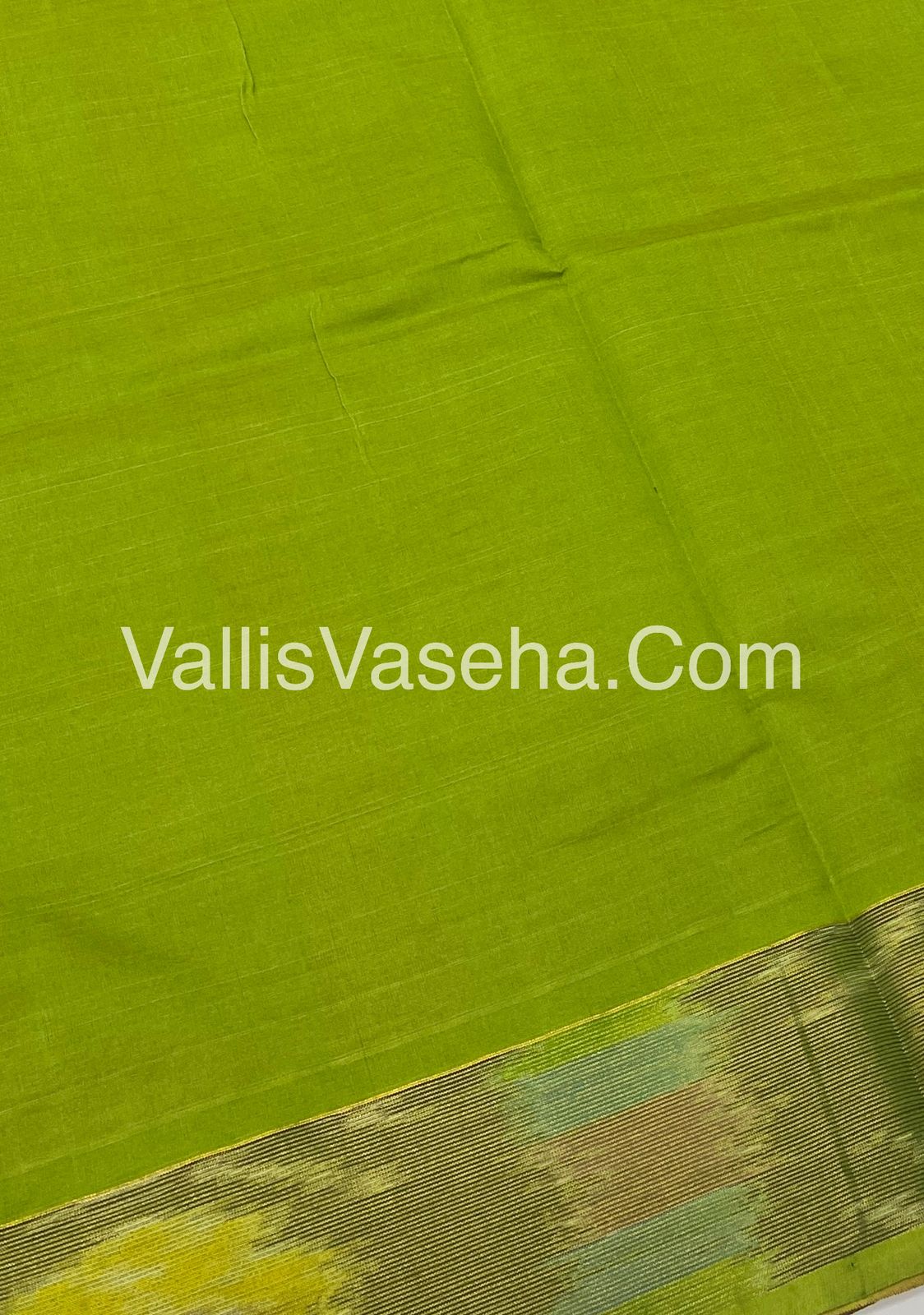 Semi Silk Cotton Saree - Red & Green - VVSSC001