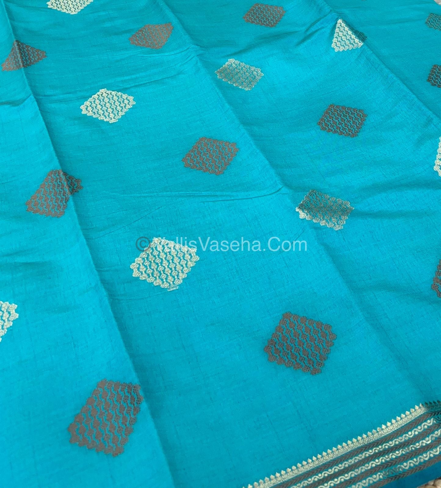 Semi Tussar Silk Saree - Ramar blue shade - VVSTS016