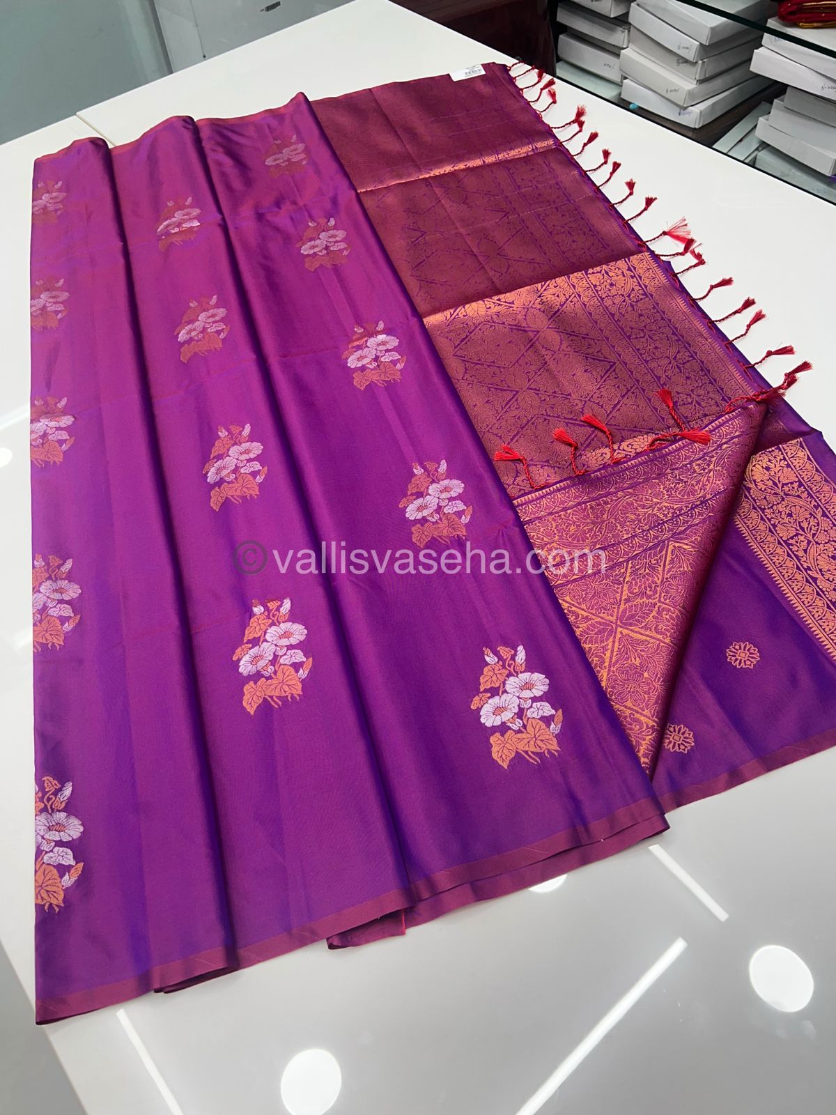 Semi Soft Silk - Border less - Purple Shade -VVSSS007