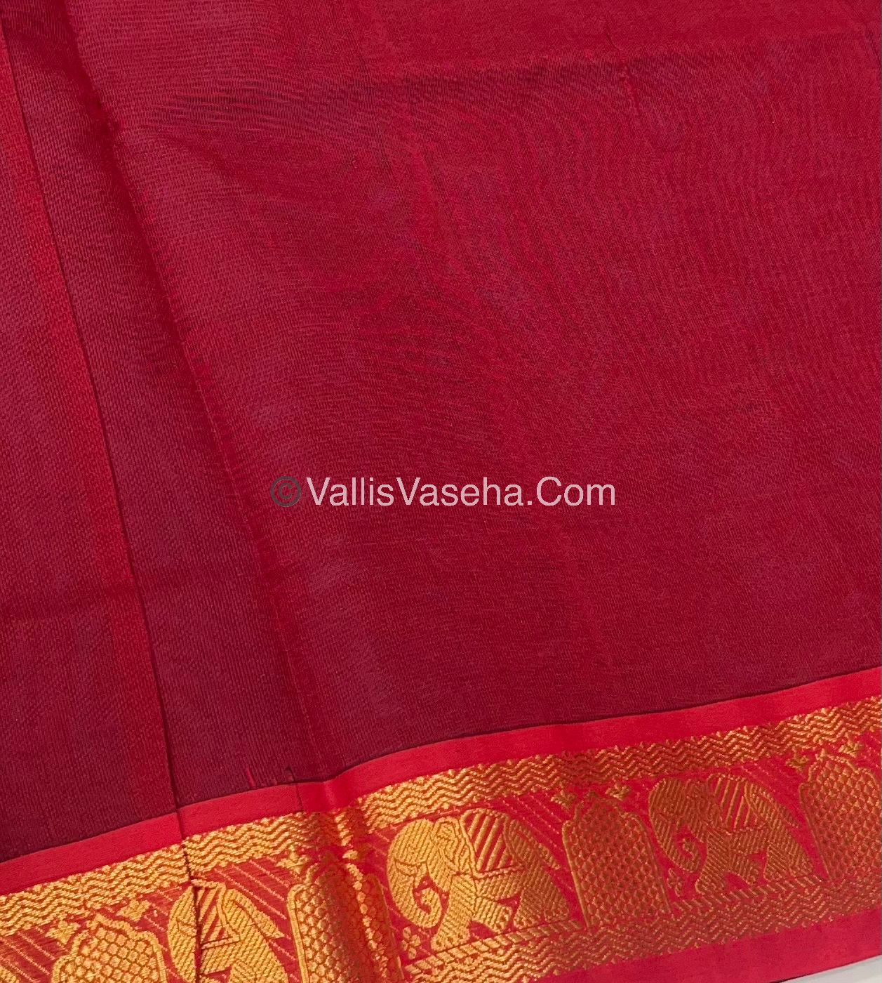 Semi Silk Cotton Saree - Ramar Blue With Reddish Maroon Shade - VVSSC007
