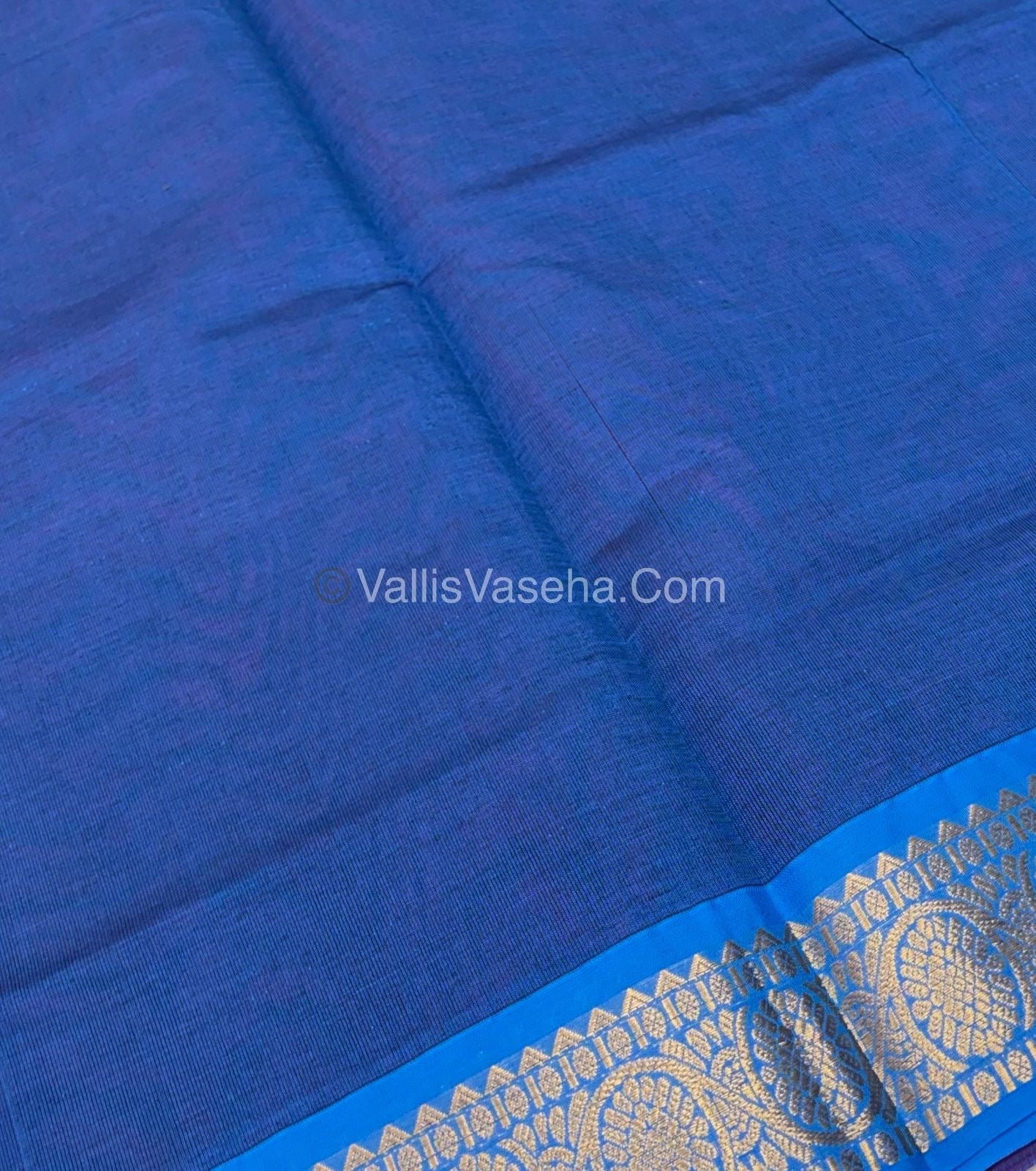 Semi Silk Cotton Saree - Pink With Blue Shade - VVSSC007