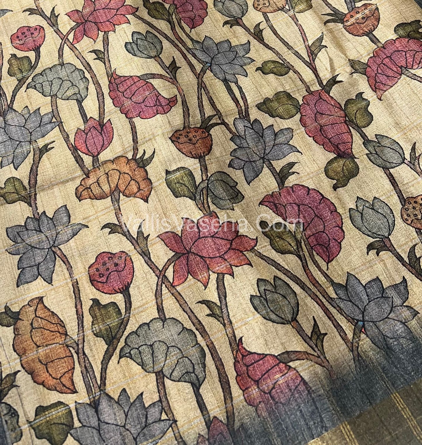 Semi Chanderi Saree - checks pattern - VVSCS004
