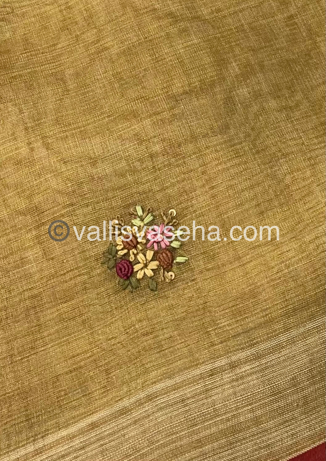 French Knot - Tissue Saree -Venthaya Yellow Shade - VVLFN001