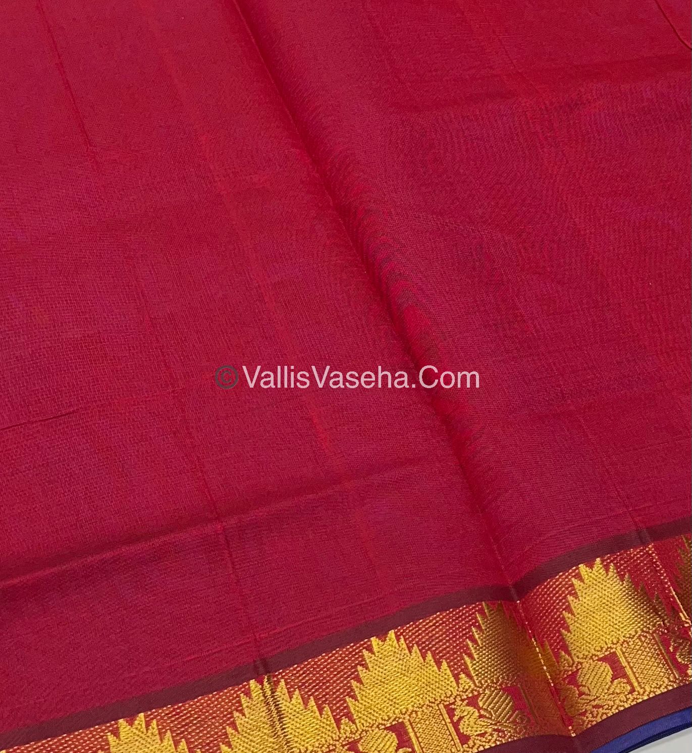 Semi Silk Cotton Saree - Pink With Pink Shade - VVSSC005