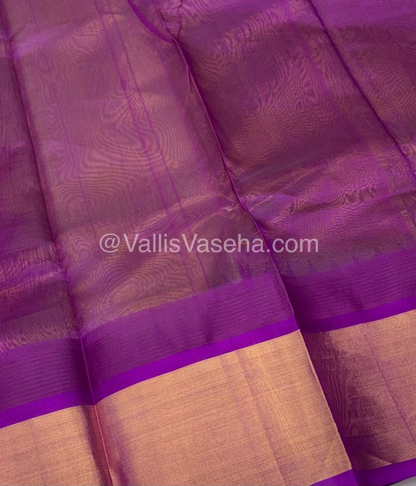 Pure Korvai Silk Cotton Saree - Sneha Green With Purplish Pink Shade Temple border - VVKSC001