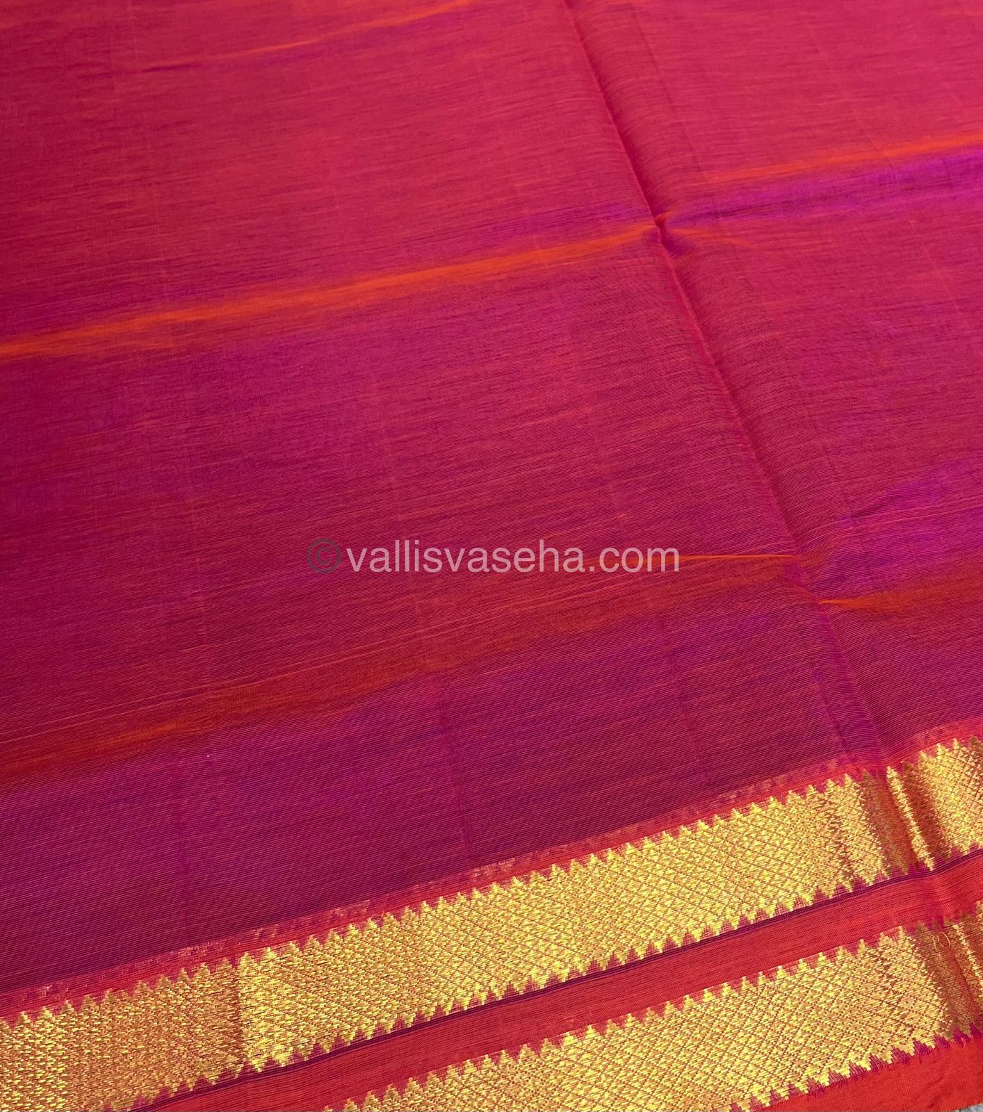 Pure Silk Cotton Sarees - Royal Blue With Pink - VVPSC003