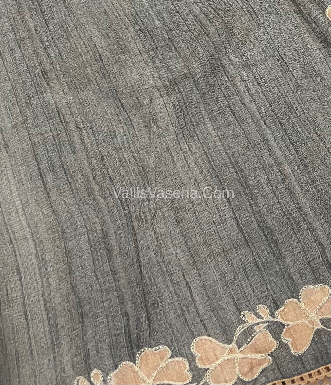 Semi Raw Silk with embroidery work - VVSRS001