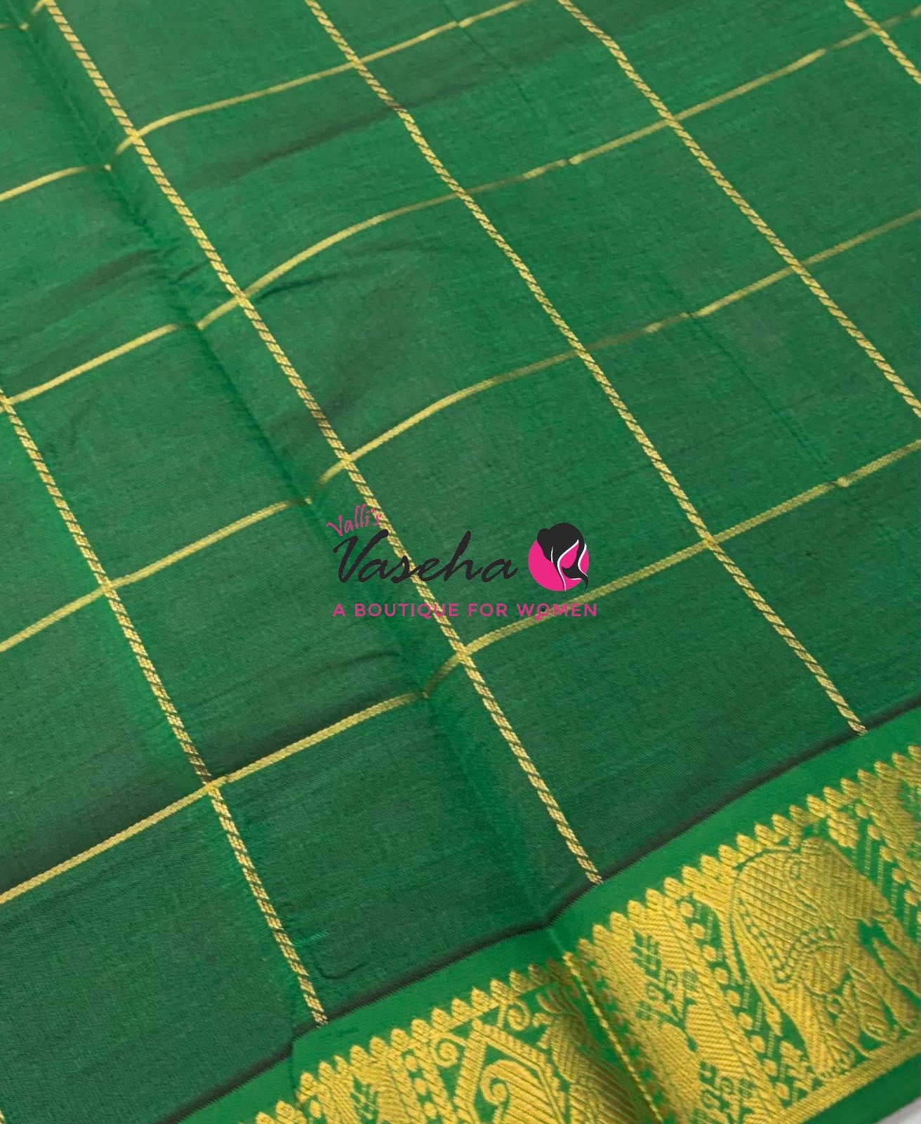 Semi Silk Cotton Saree - Checked Pattern with Butta - VVSSC013