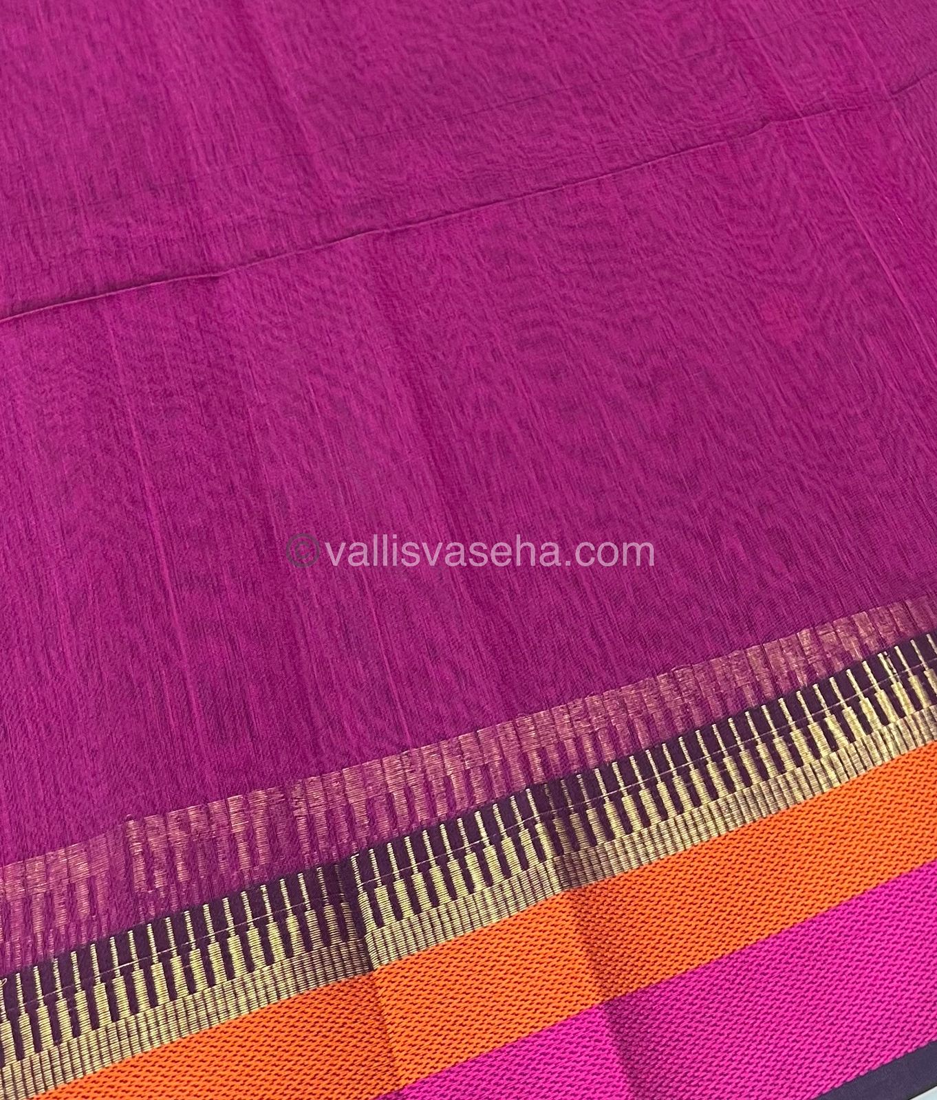 Pure Maheshwari Silk Cotton Saree - Maroon & Pink Color - VVMSC004