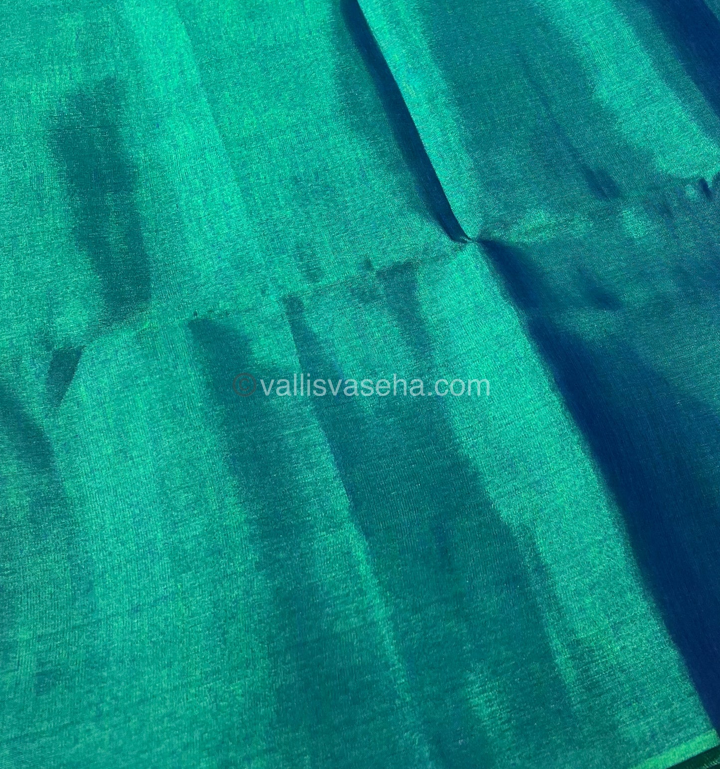Khadi Tissue Sarees - Peacock Greenish Blue - Premium Quality - VVKTS001