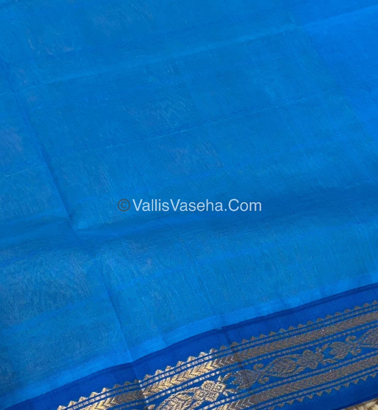 Pure Korvai Silk Cotton - Orange with Blue - VVKSC028