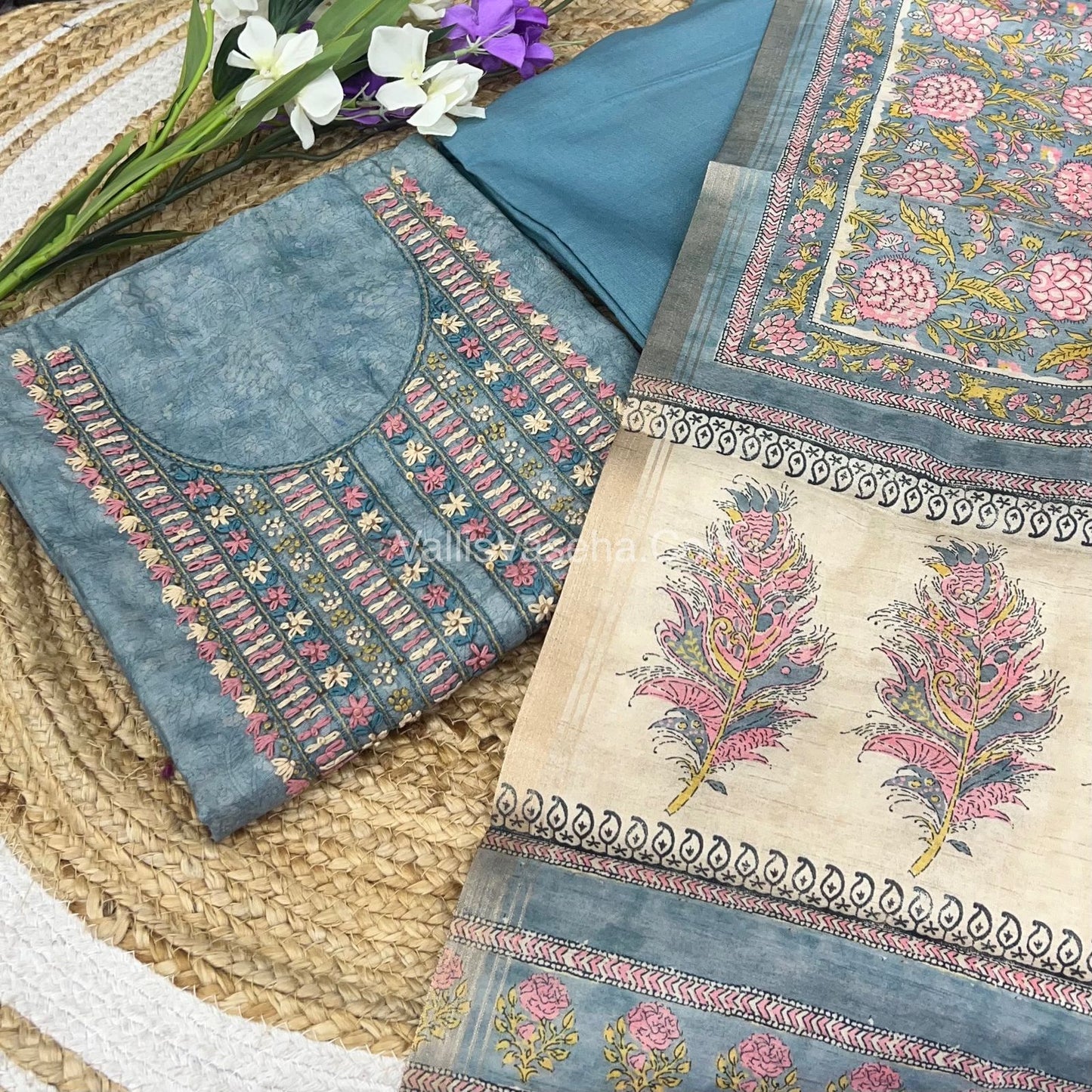 Tissue Linen Salwar Material | VVUSM007