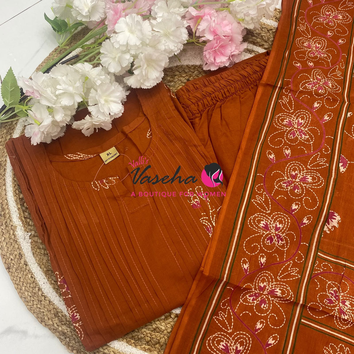 Ready Made | Semi Anarkali Set (3pc)|Cotton |VVRMS033