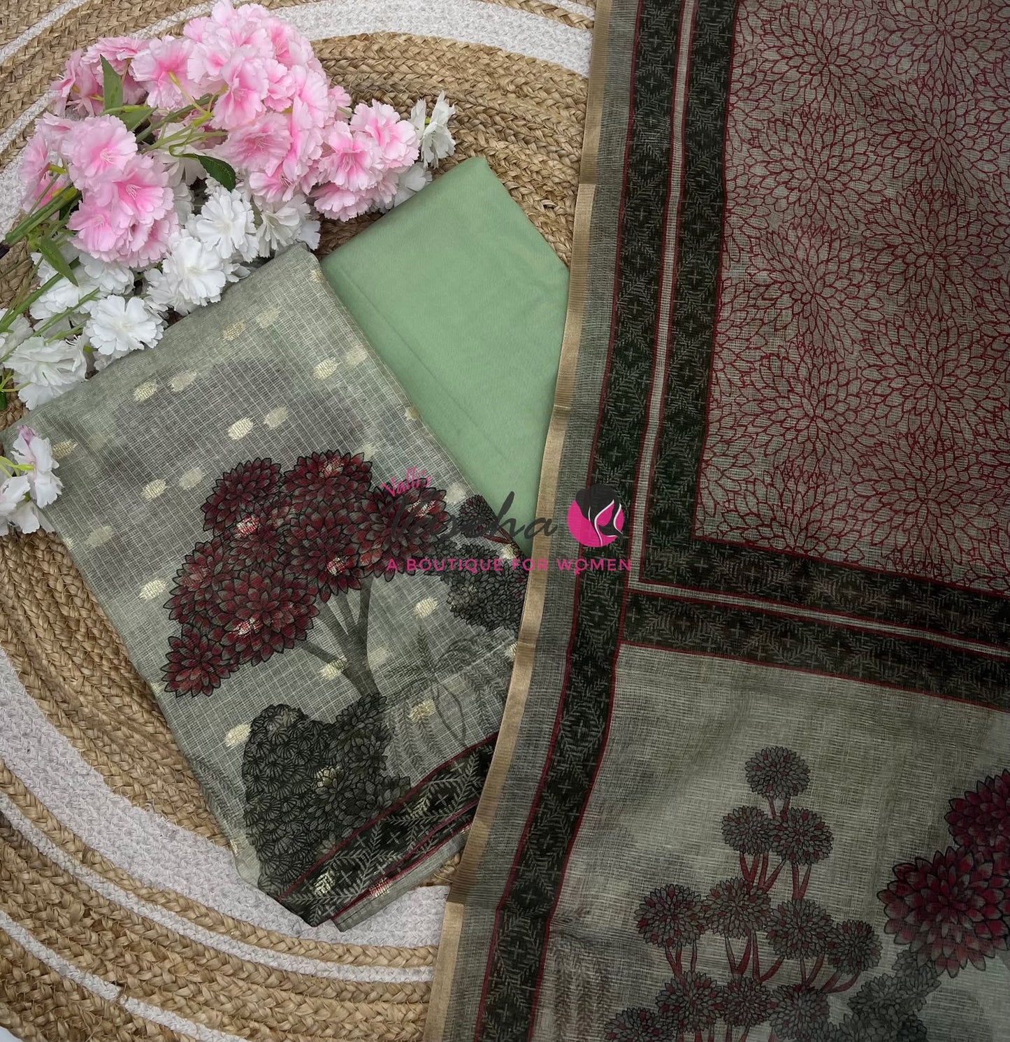 Unstitched Kota Material | Pastel Green Shade | VVUSM061