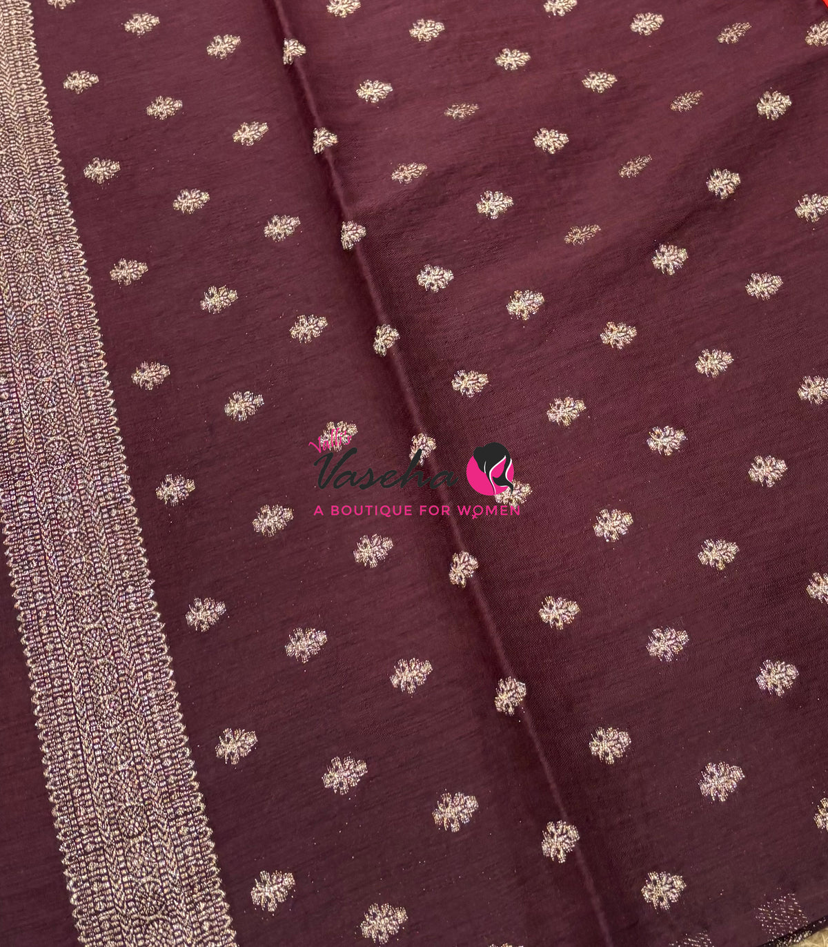 Banarasi - Heritage Silk - Orange With Wine Brown - VVBHS015