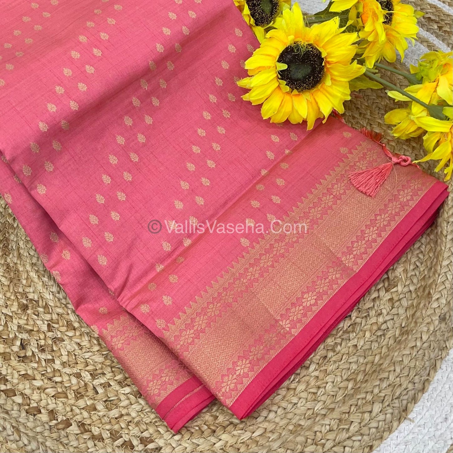 Semi Tussar Silk - Grand Pallu - Peach Shade - VVSTS017