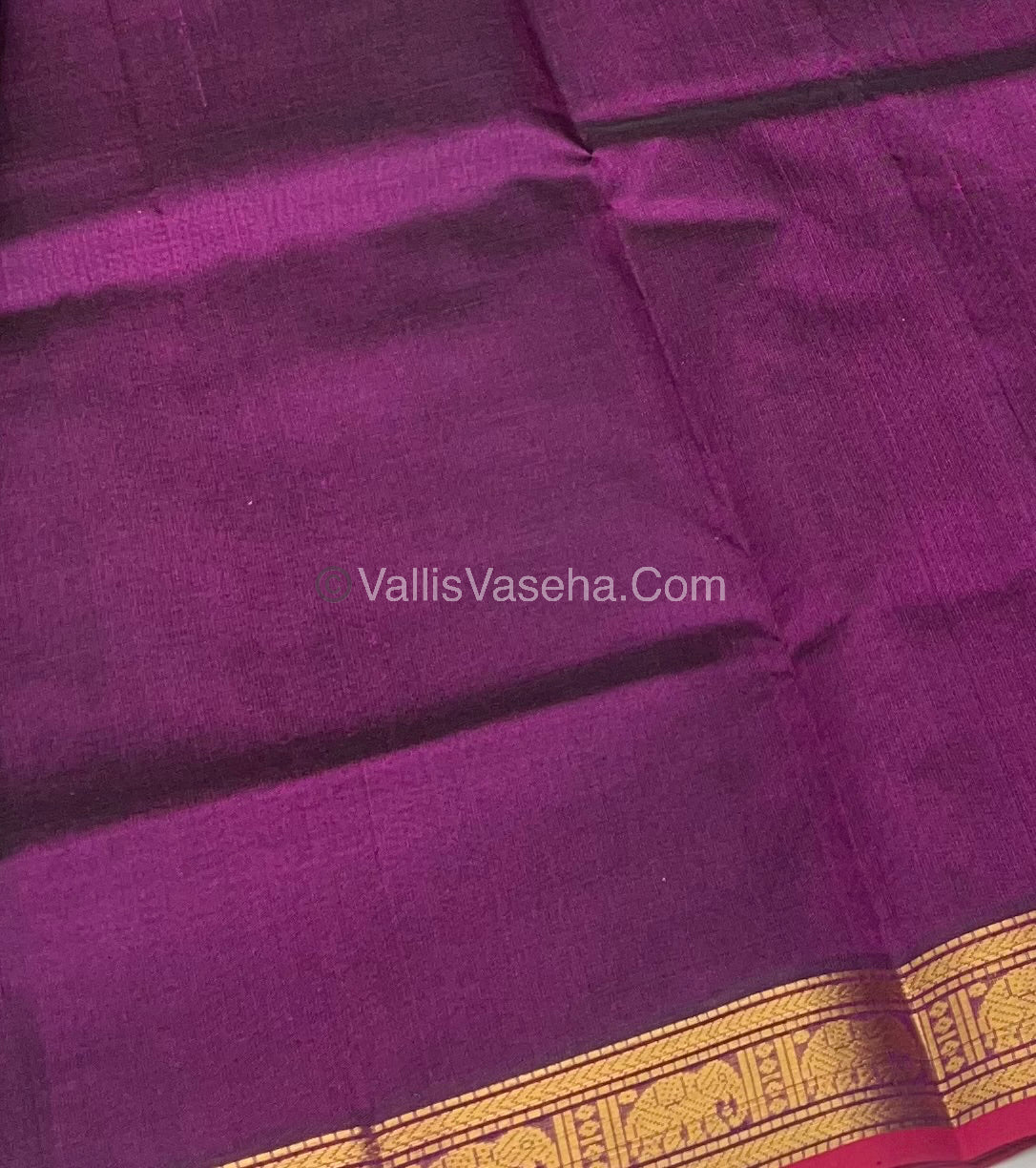 Pure Silk Cotton Saree - Retta Mayil Design - Purple Shade - VVRMS001