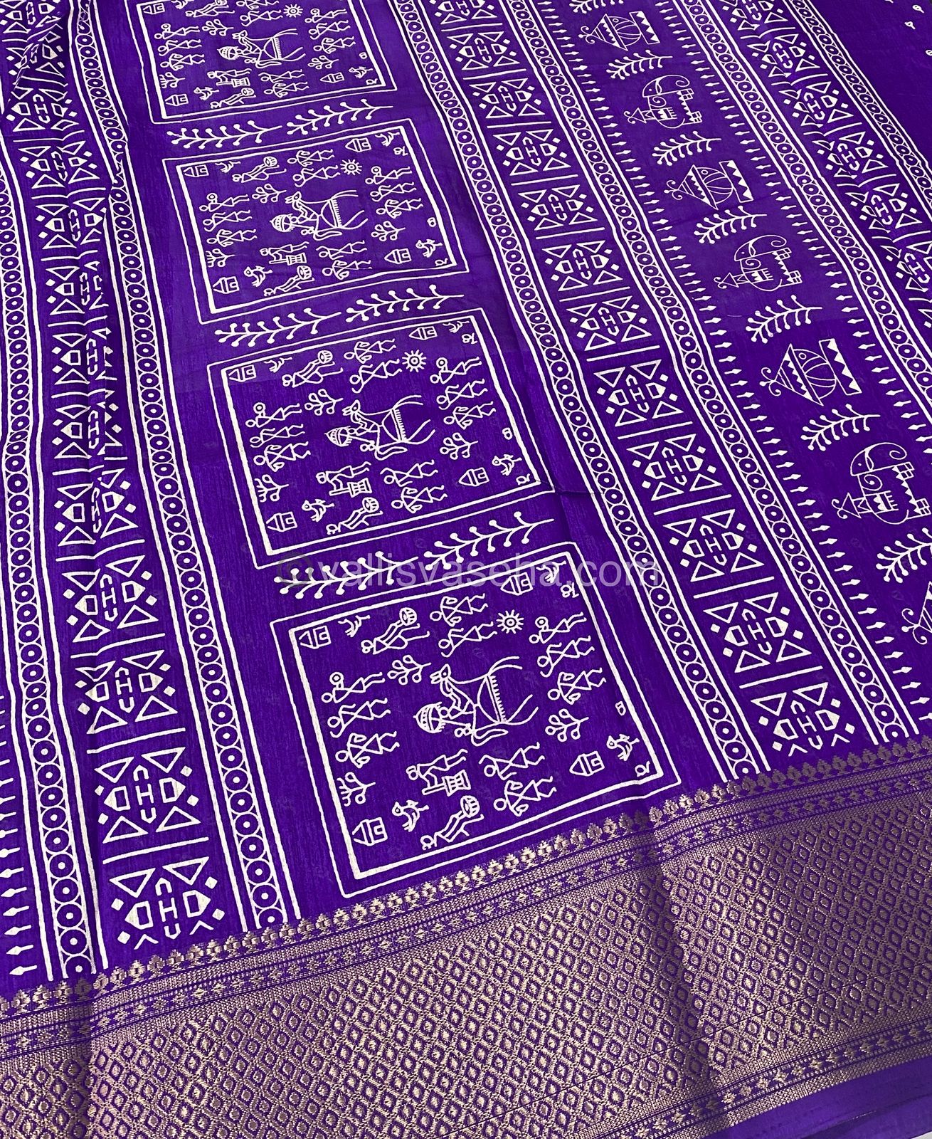 Semi Binny Silk - Varli Design - VVSBS003 - Purplish Blue Shade