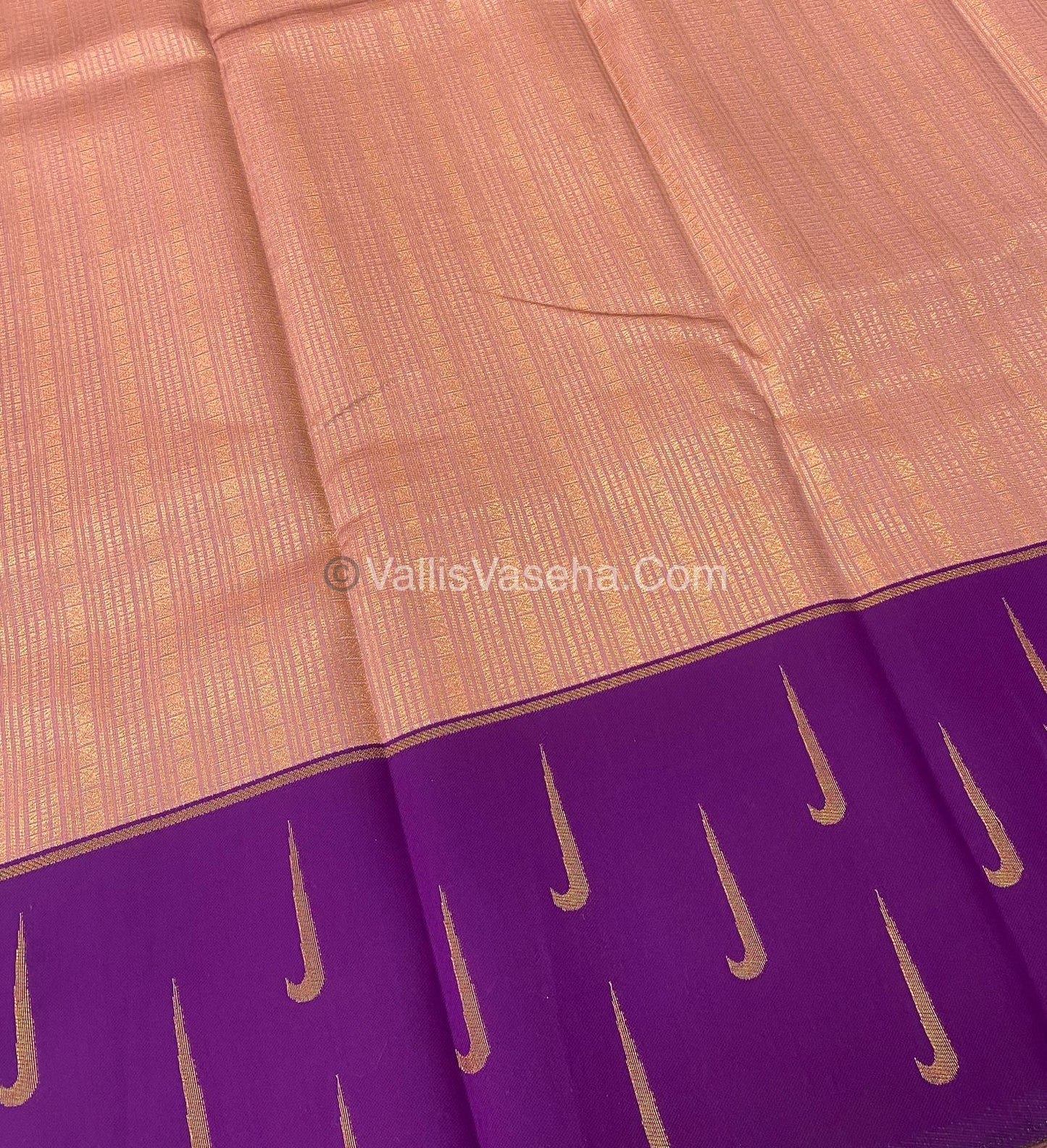Kanchi Semi Silk - Peach with Purple VVKSS001