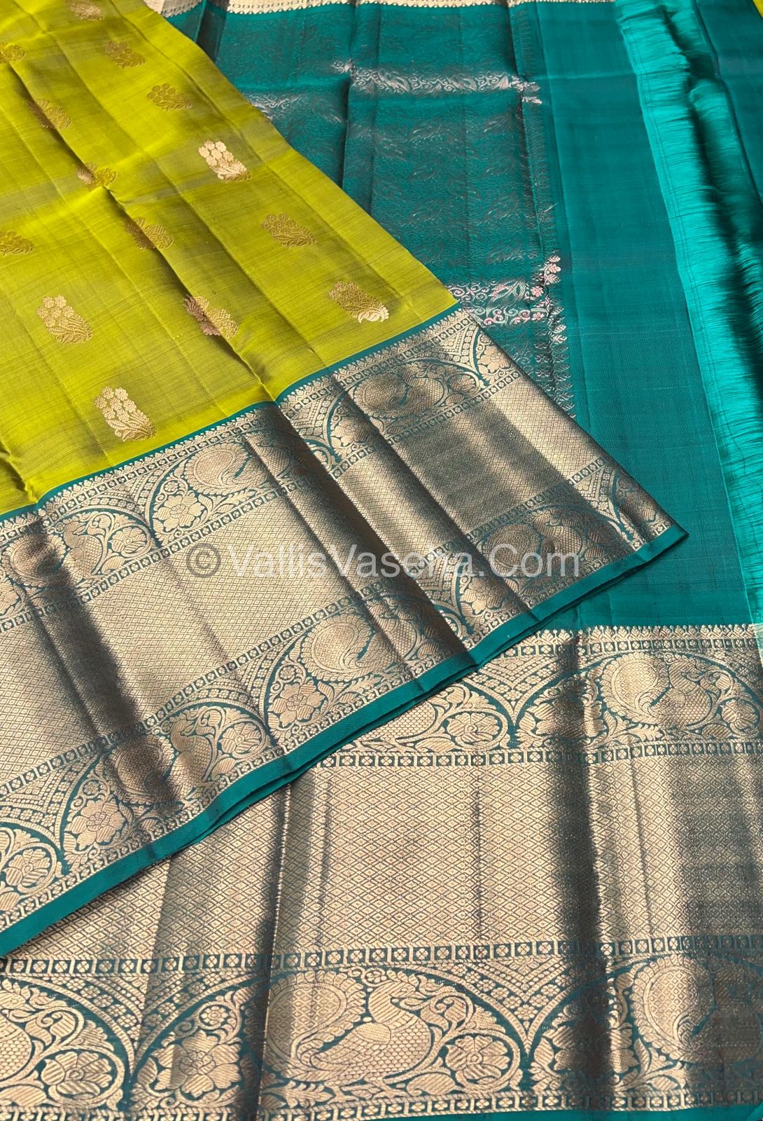 Half Mix - Pure Soft Silk Saree - Mehandhi Green & Ramar Green Shade - VVPSS031