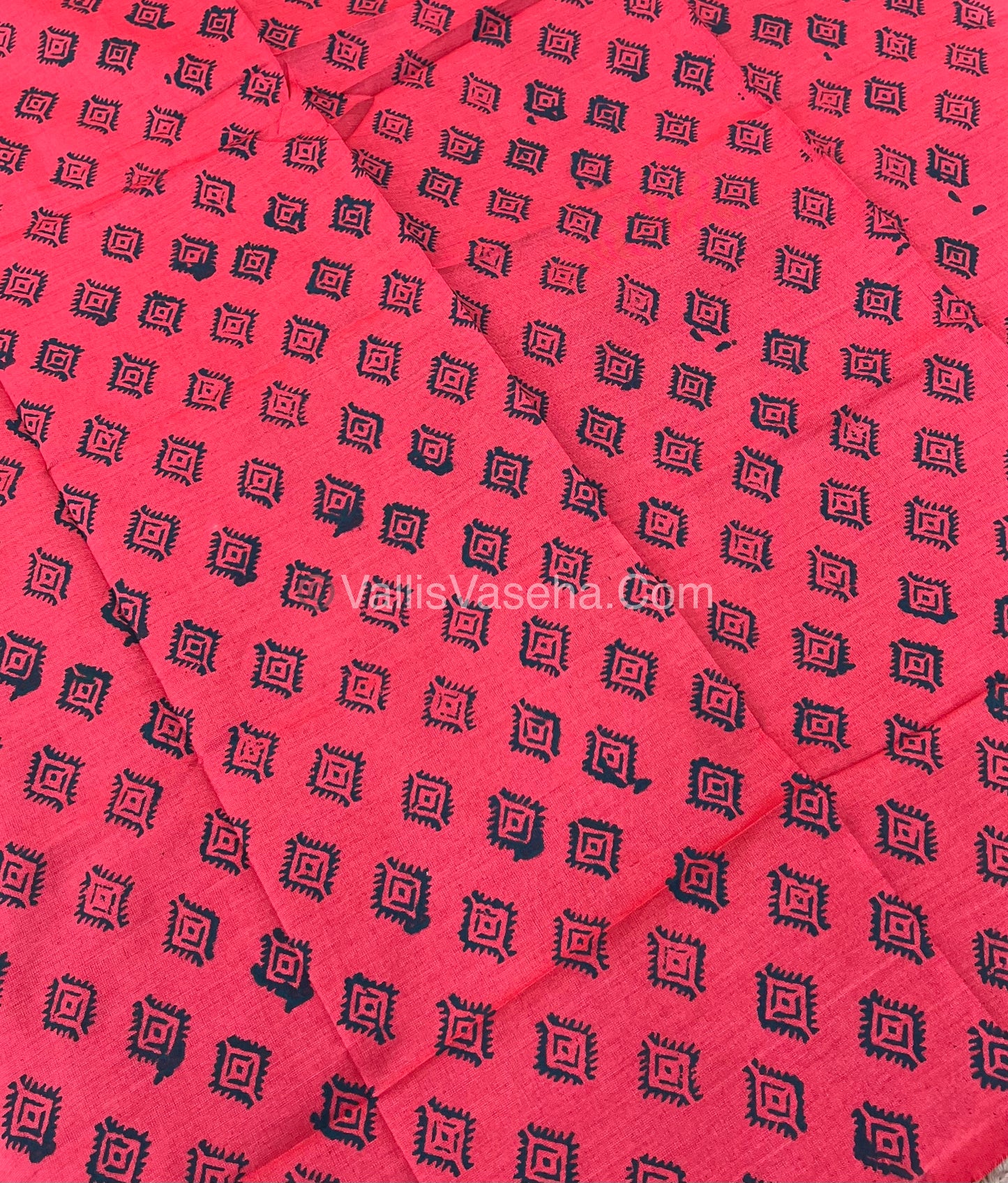 South Mixed Cotton - Mirror Work Embroidery - Bluish Green with Pink - VVPCM002