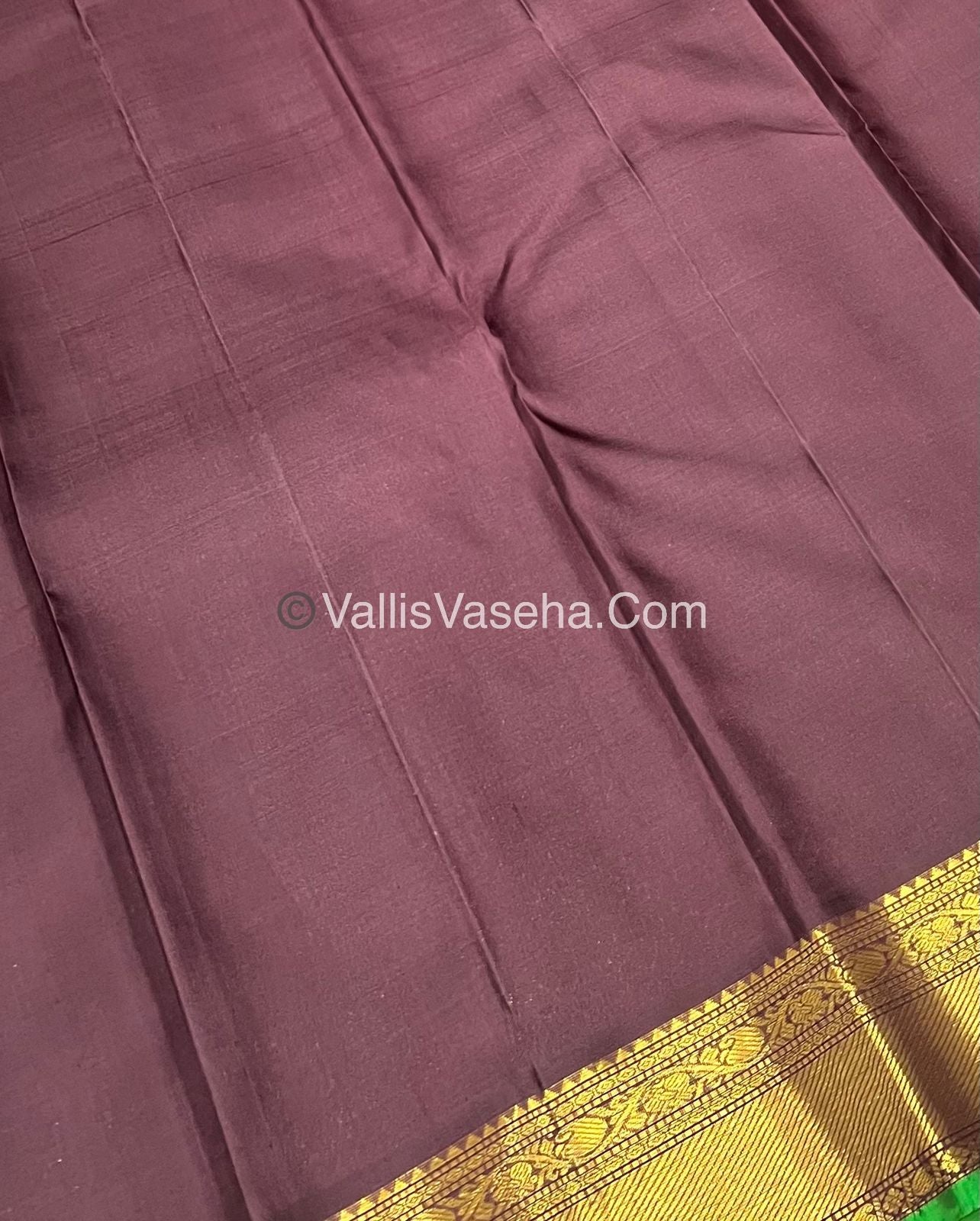 Pure Kanchipuram Silk Saree - Rust Orange & Wine Brown Combo - VVPS014