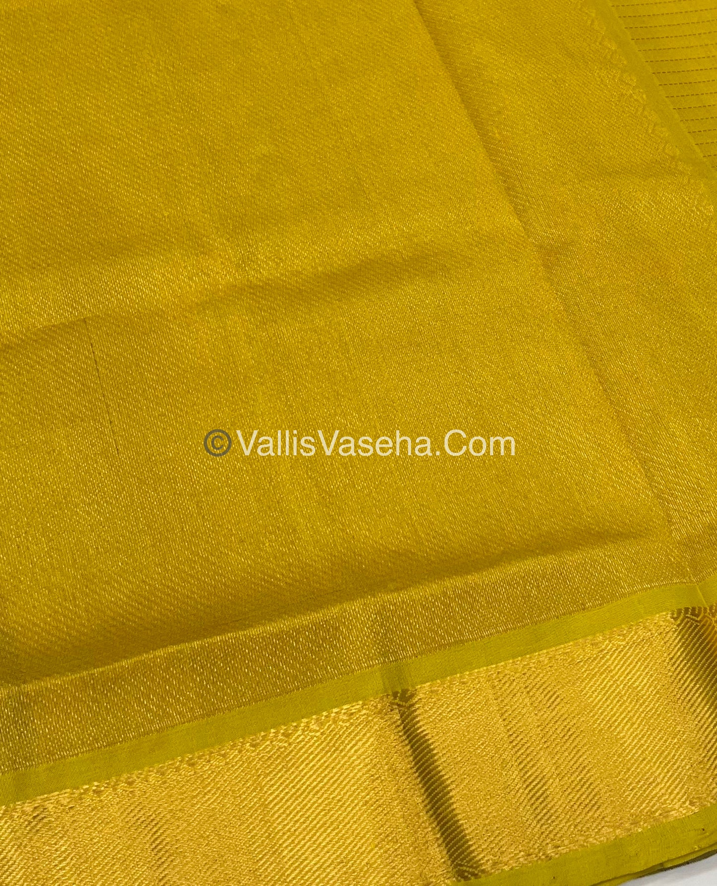 Pure Silk Cotton Saree - Mayil & Chakkaram Design - Blue With Lemon yellowish Combo - VVMC002