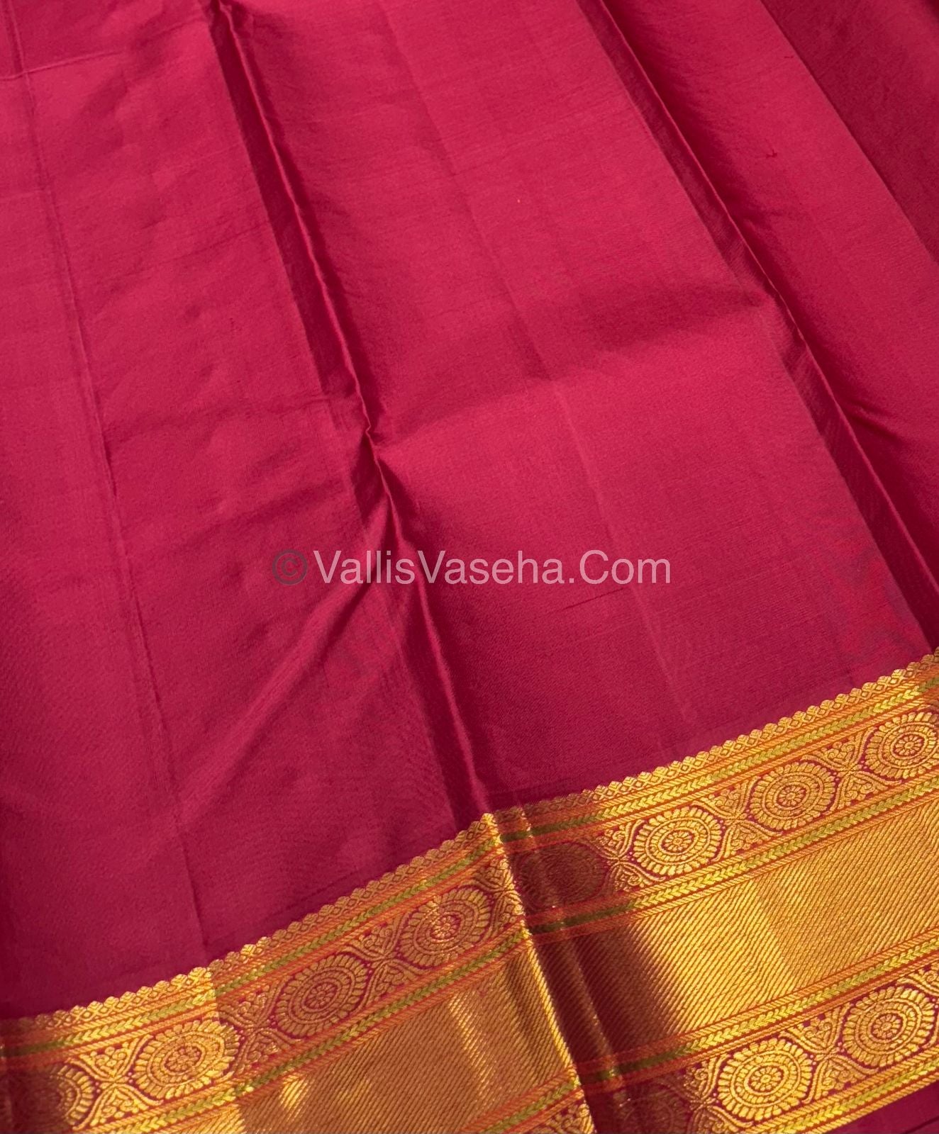 Pure Kanchipuram Silk Saree - Mango Yellow with Maroon Combo - VVPS021