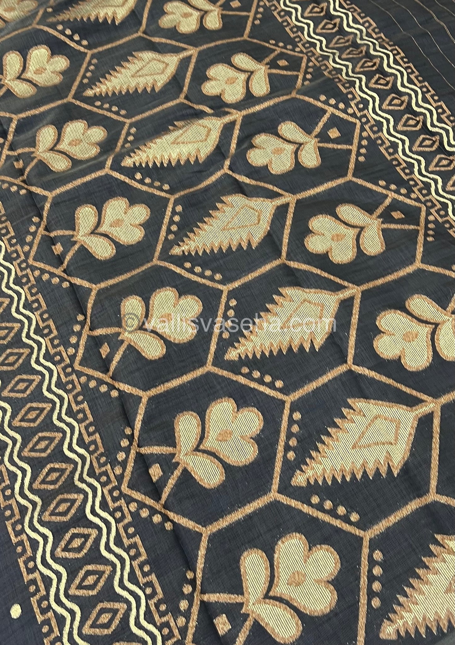 Cherry Tussar - Semi Tussar Silk - Black Shade - VVSTS009