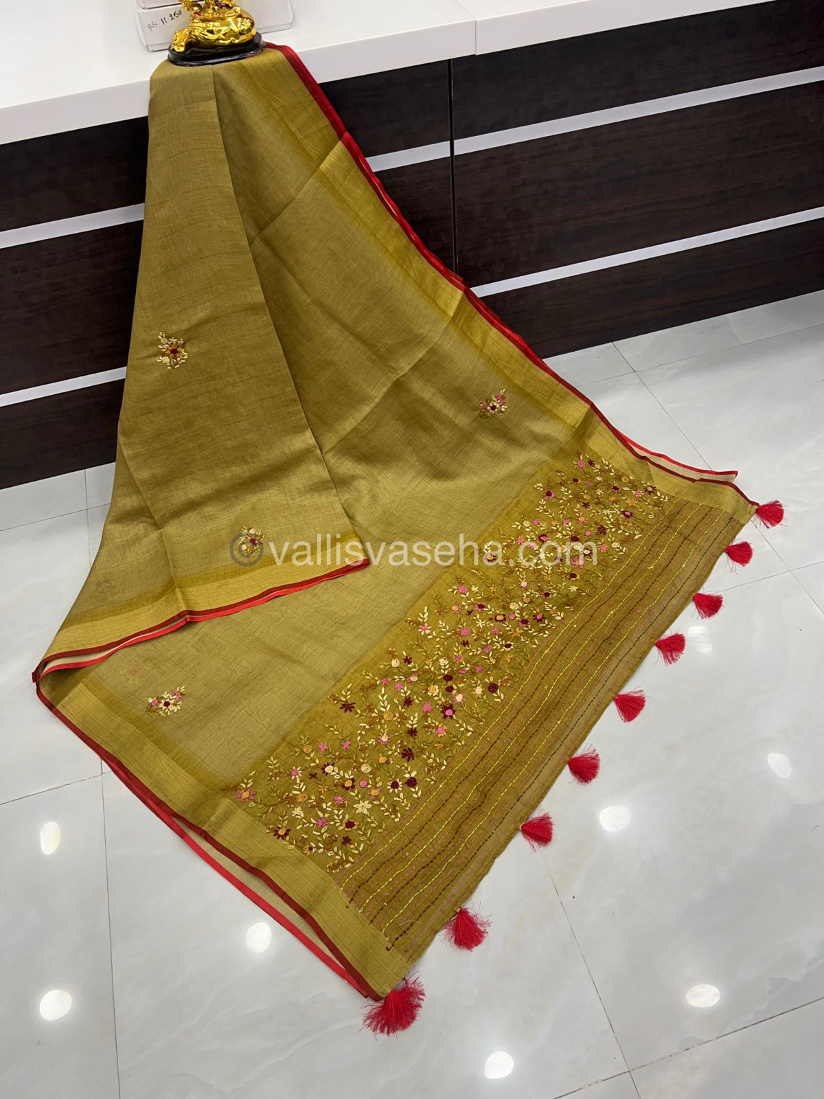 French Knot - Tissue Saree - Green Shade - VVLFN002