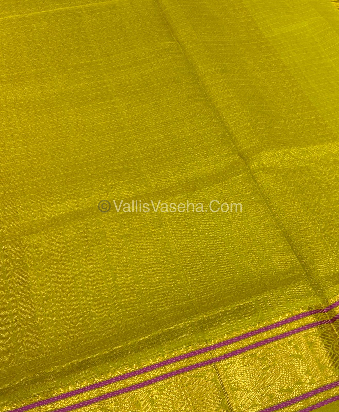 Pure Silk Cotton Saree - Pink with Yellow - Lakshadeepam Design - VVPLD001