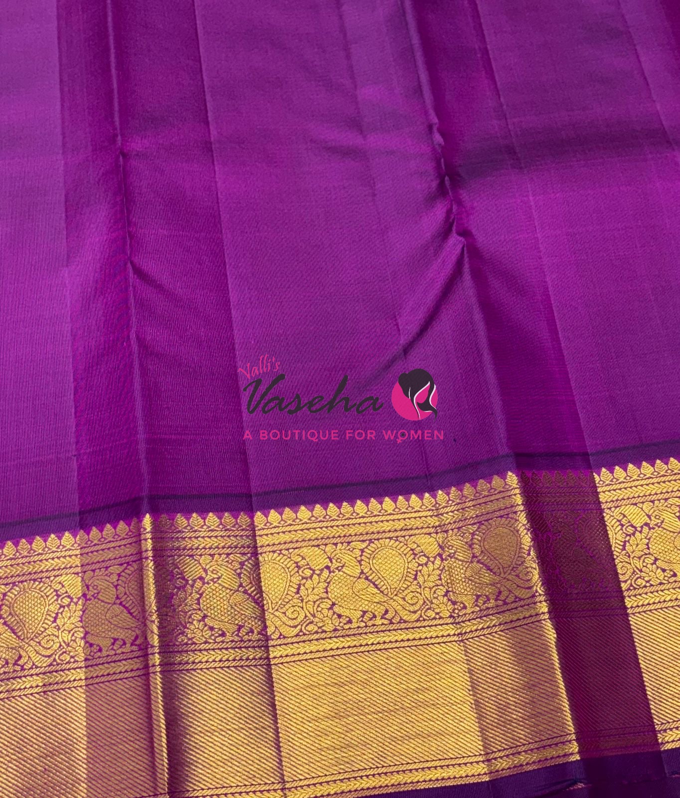Pure Vintage Korvai Kanchipuram Silk Saree - Green & Purple Combo - VVPS038