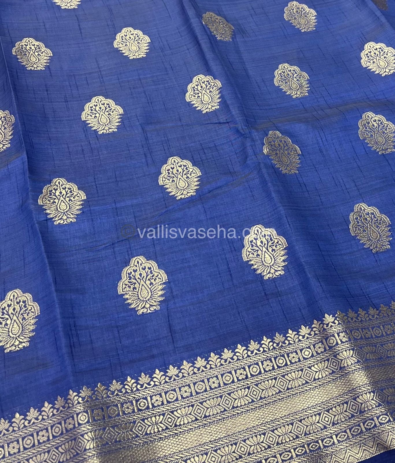 Semi Tussar Silk Saree - Navy Blue Shade - VVSTS008