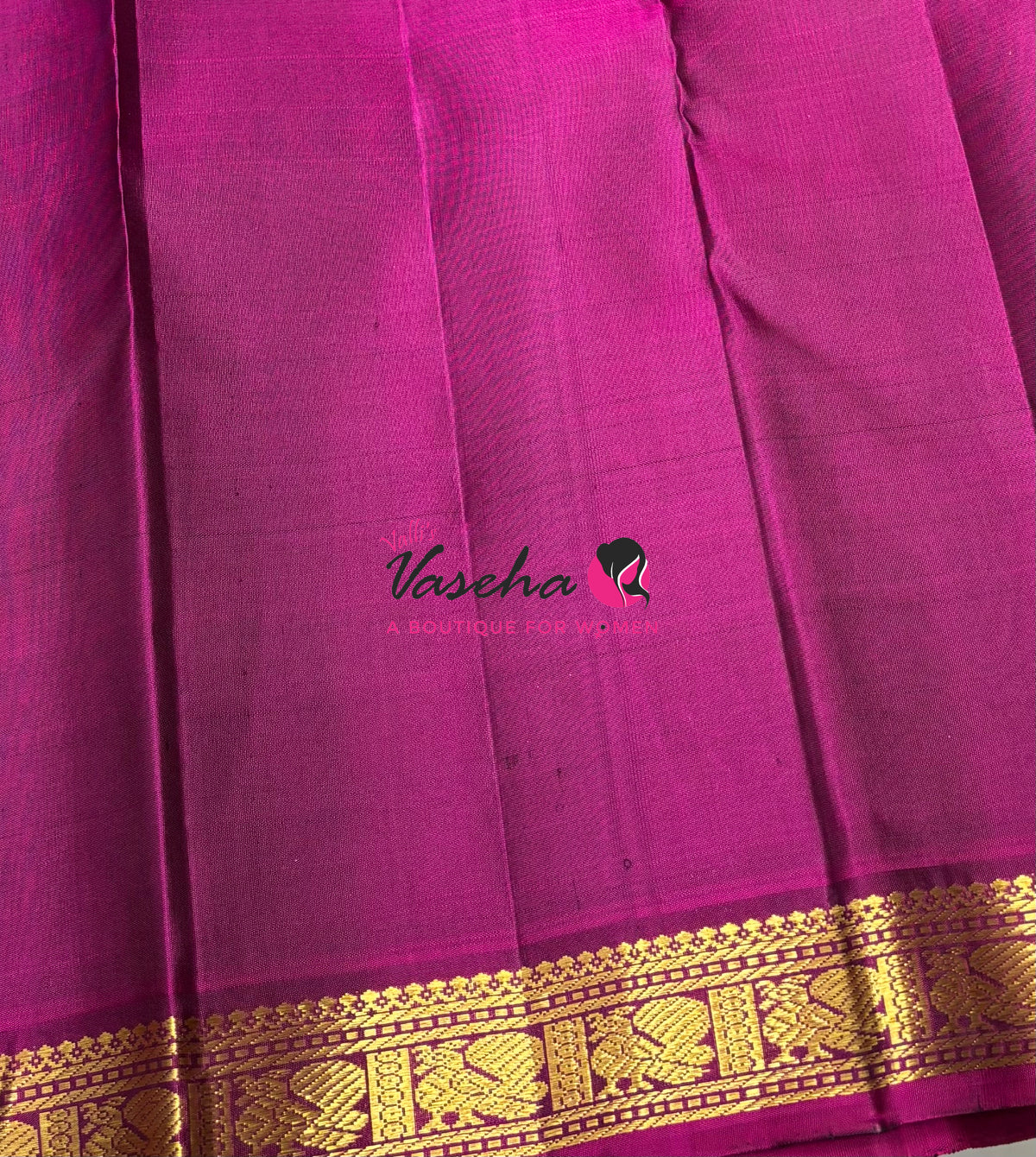 Pure Kanchipuram Silk Saree - Green & Purplish Pink - VVPS086
