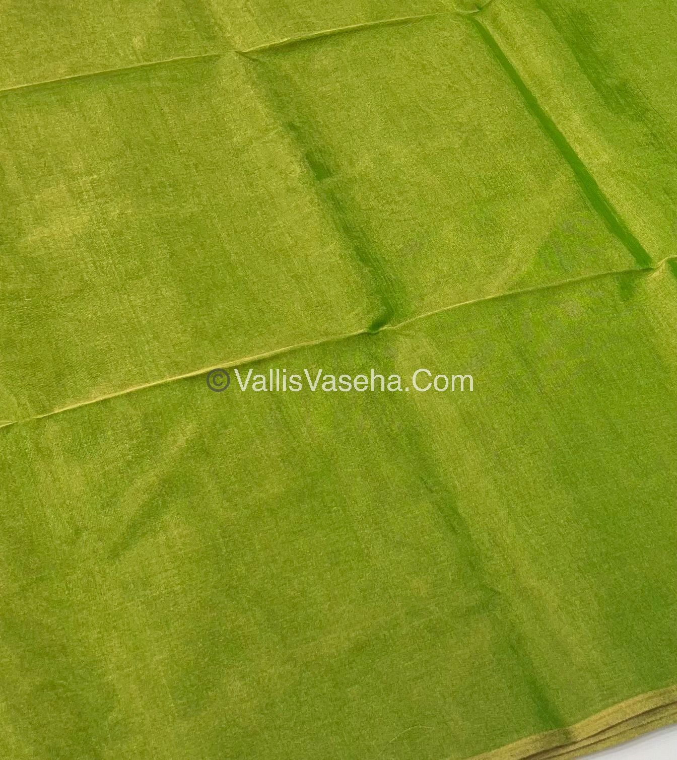 Pure Maheshwari Tissue Silk - Triple Tone Parrot Green & Gold Shade - VVMTS001