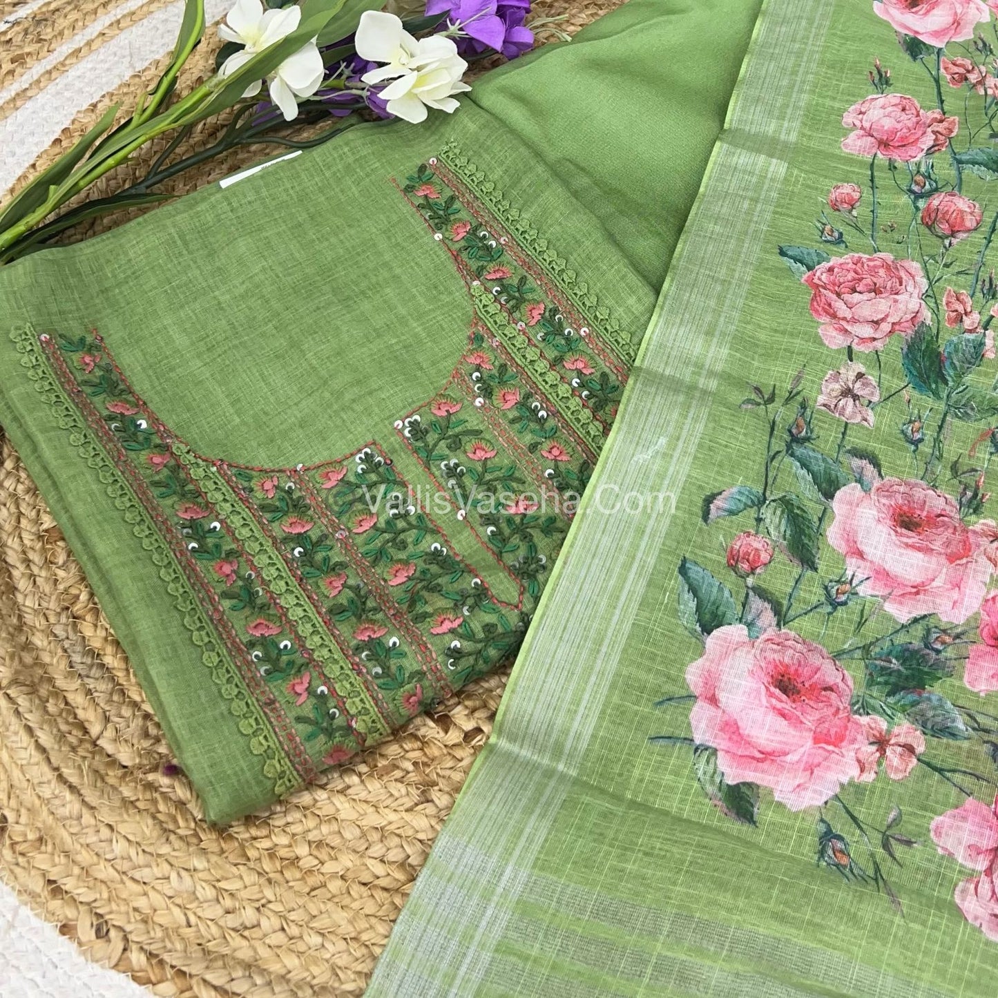 Tissue Linen Salwar Material | VVUSM007
