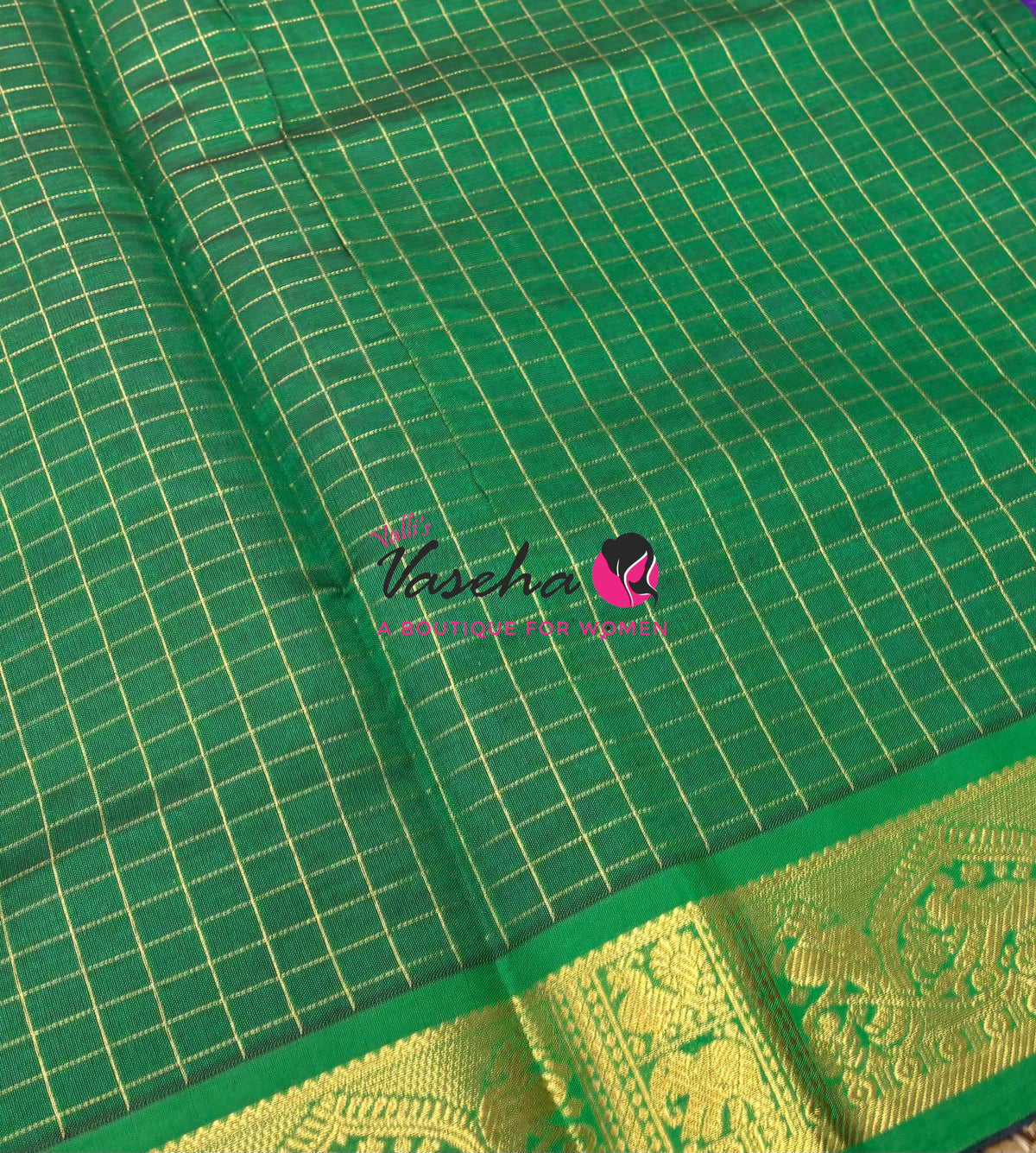Semi Silk Cotton Saree - Checks Pattern - VVSSC019