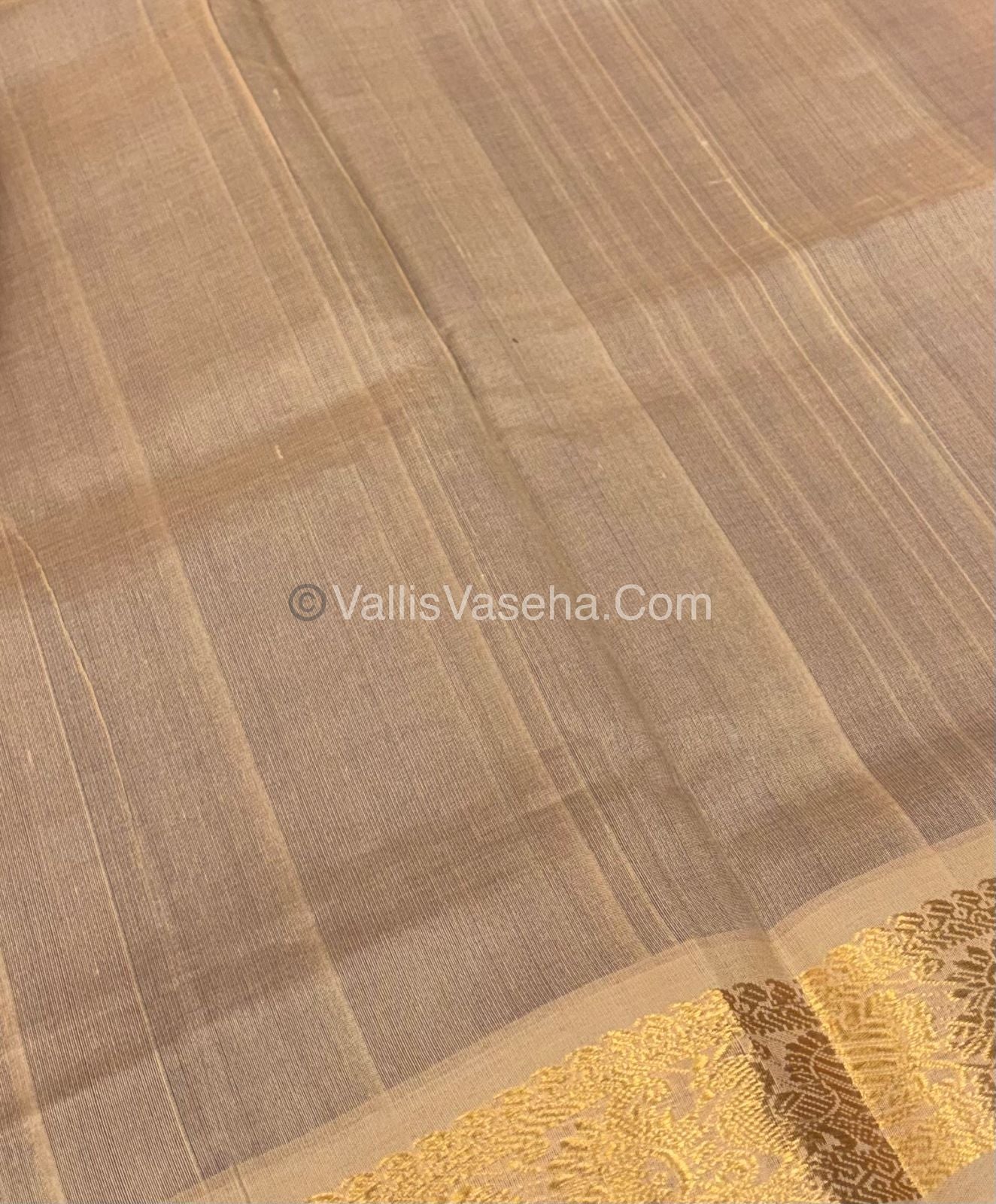 Pure Printed Silk Cotton Sarees - Purple with Biscuit - VVPSC004