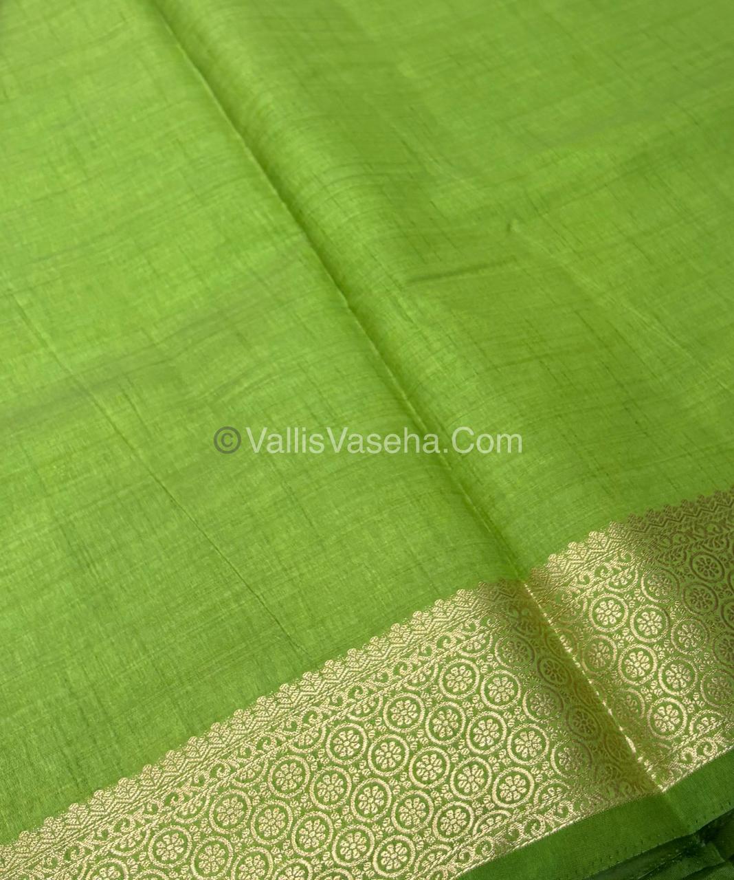 Semi Tussar Silk - Grand Pallu - Green Shade - VVSTS025
