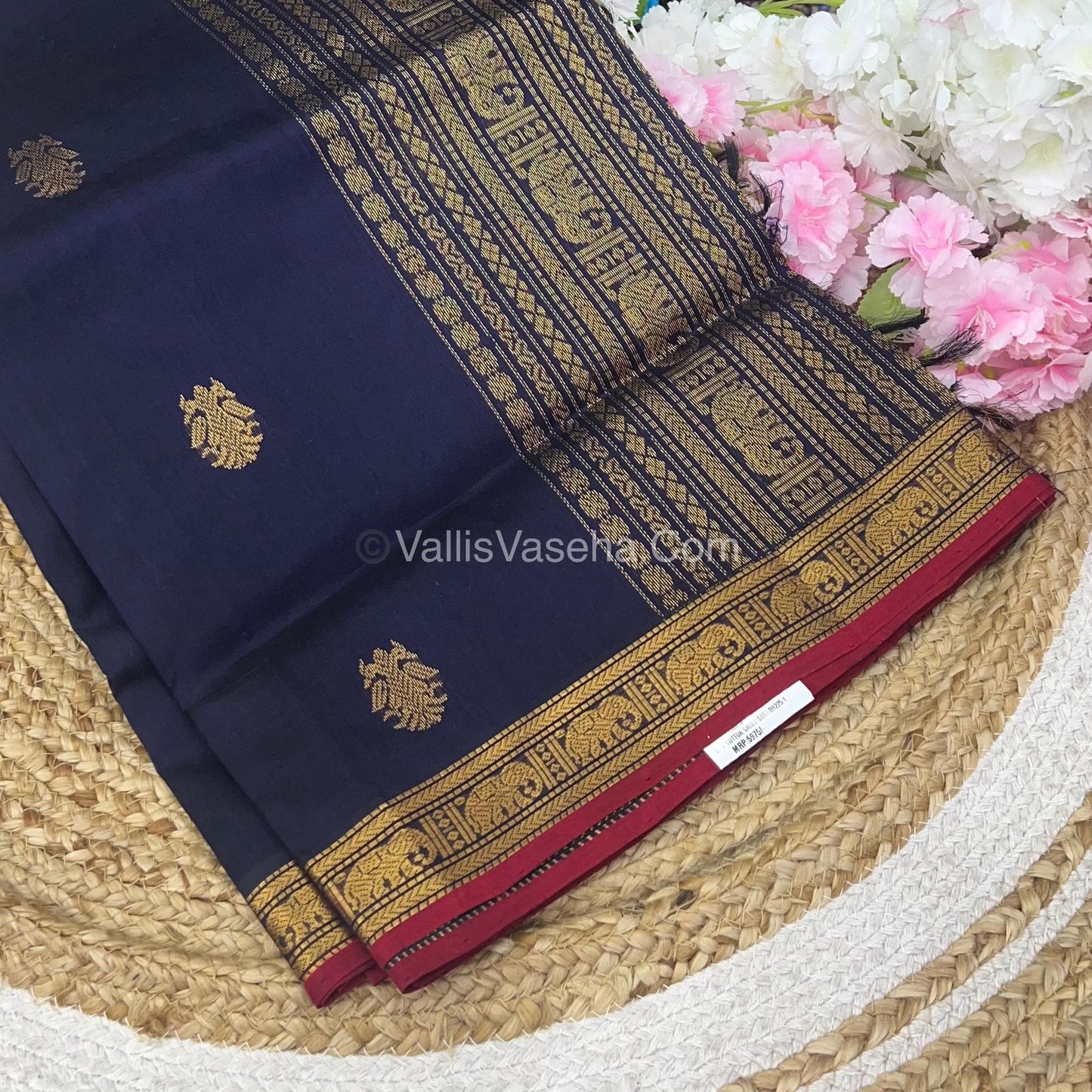 Pure Silk Cotton Saree -Retta Mayil Design - VVRMS001