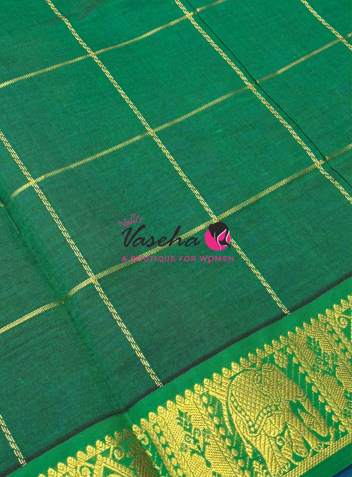 Semi Silk Cotton Saree - Checked Pattern with Butta - VVSSC013