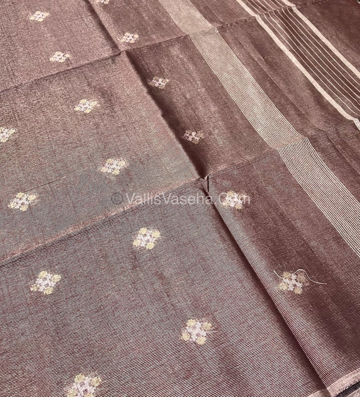 Bhagalpuri Silk - Vaira Voosi Lines - Pink & Chocolate Brown Combo - VVBSV001