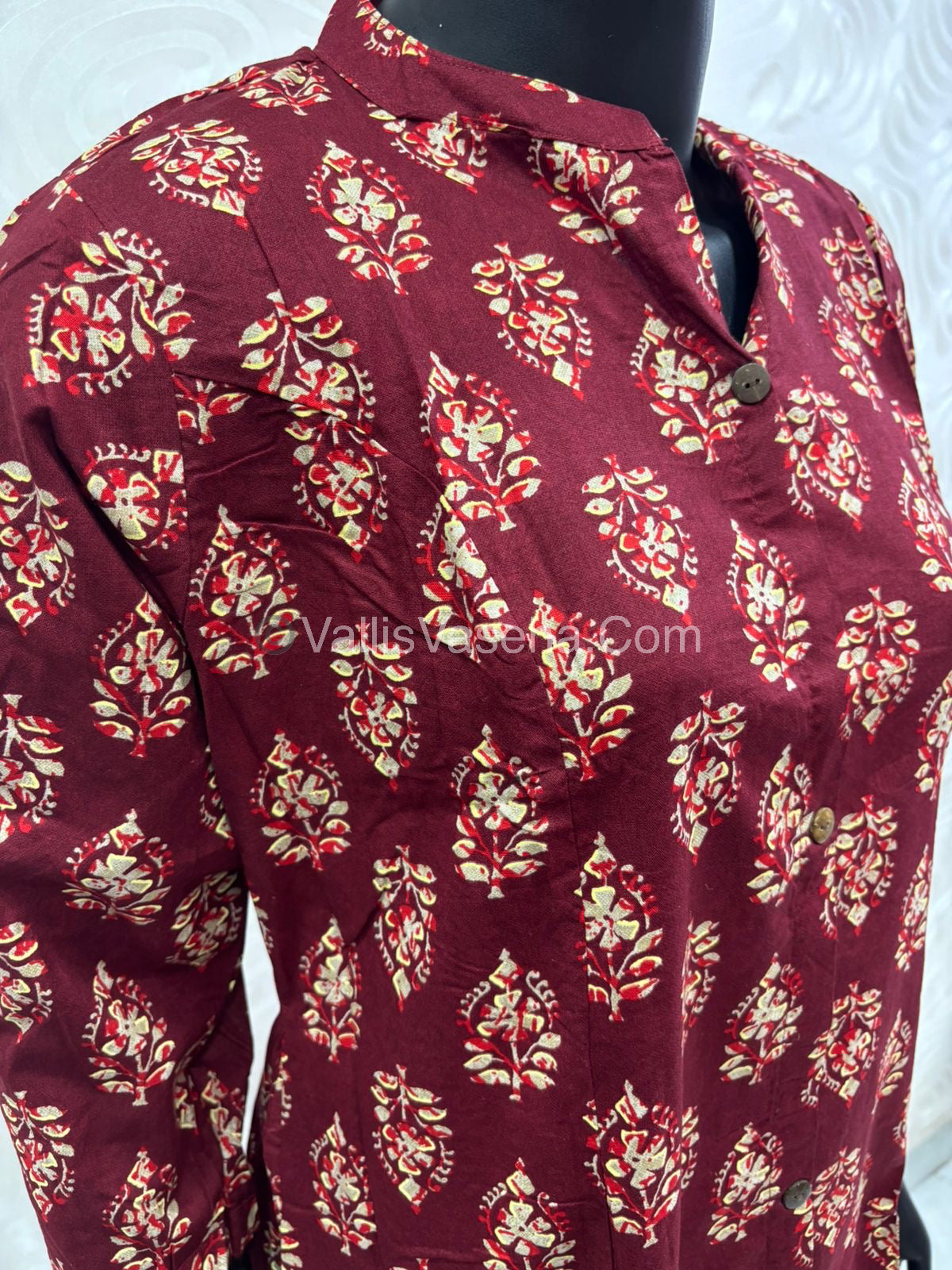 Slub Cotton - Printed Kurti - A - Line Cut - VVALK002