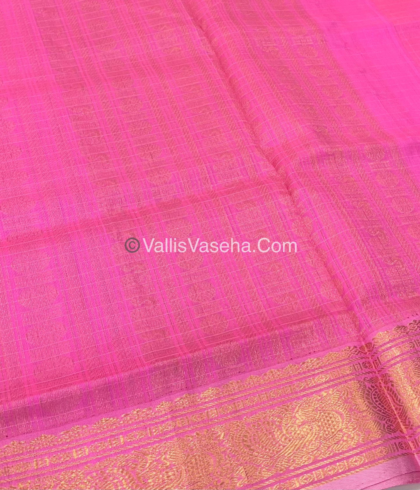 Pure Silk Cotton Saree - Light Peach With Pink Shade - Lakshadeepam Design - VVPLD001